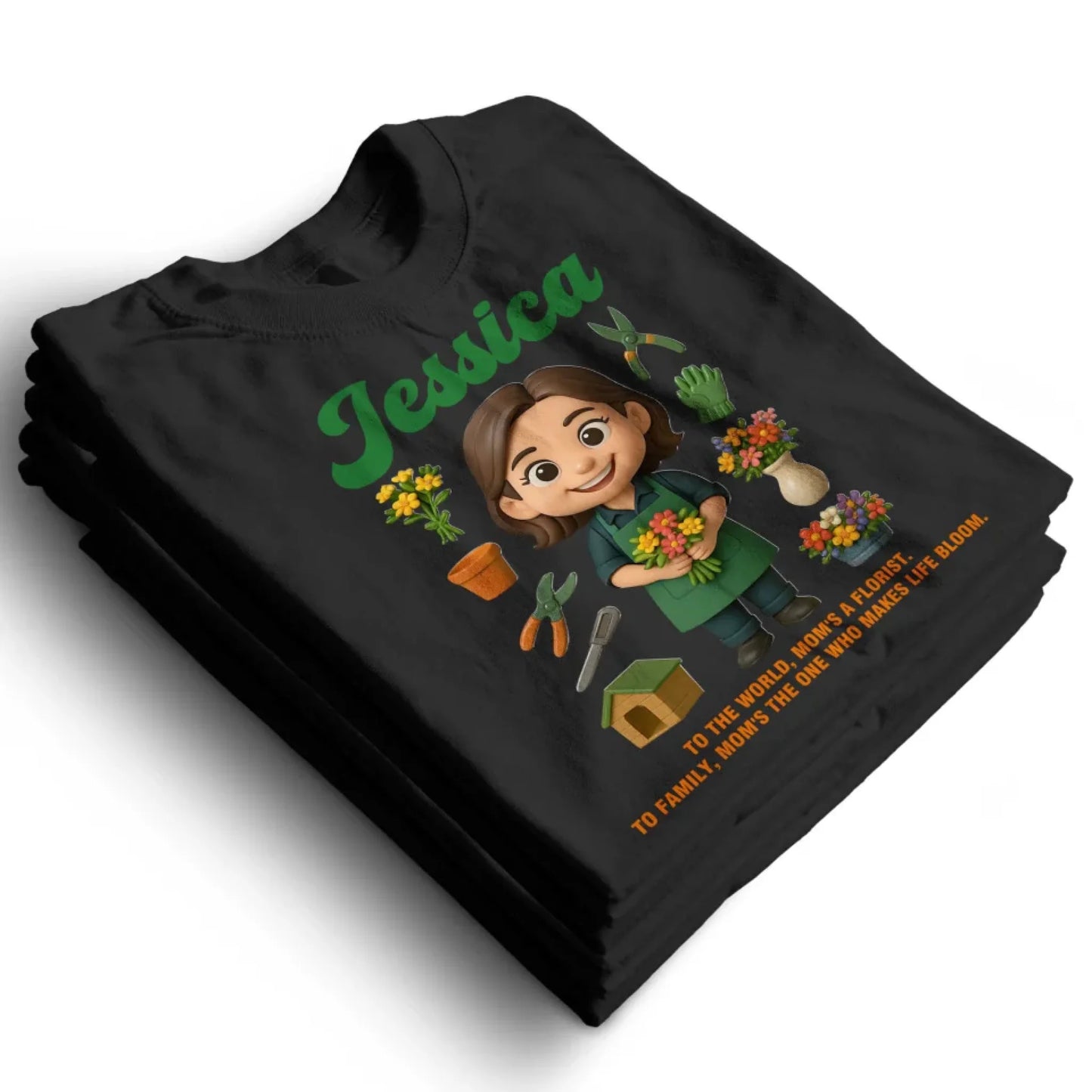Custom Chibi Mom Shirt, Personalized Mother's Day Gift, Mom's A Florist Mom Unique Gift for Her, Custom Name - Custom Choo