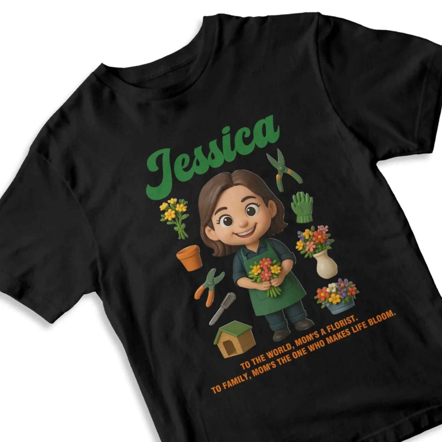Custom Chibi Mom Shirt, Personalized Mother's Day Gift, Mom's A Florist Mom Unique Gift for Her, Custom Name - Custom Choo