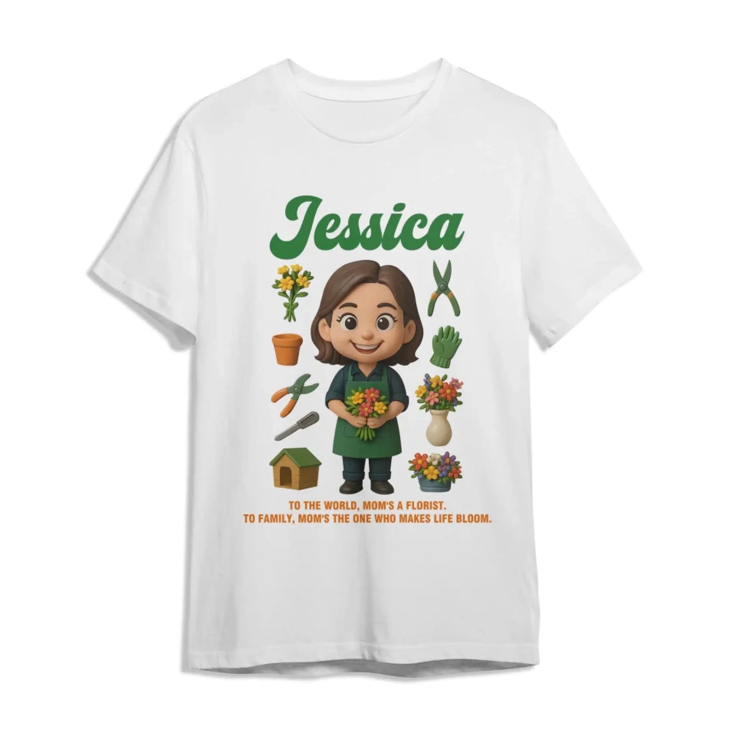 Custom Chibi Mom Shirt, Personalized Mother's Day Gift, Mom's A Florist Mom Unique Gift for Her, Custom Name - Custom Choo