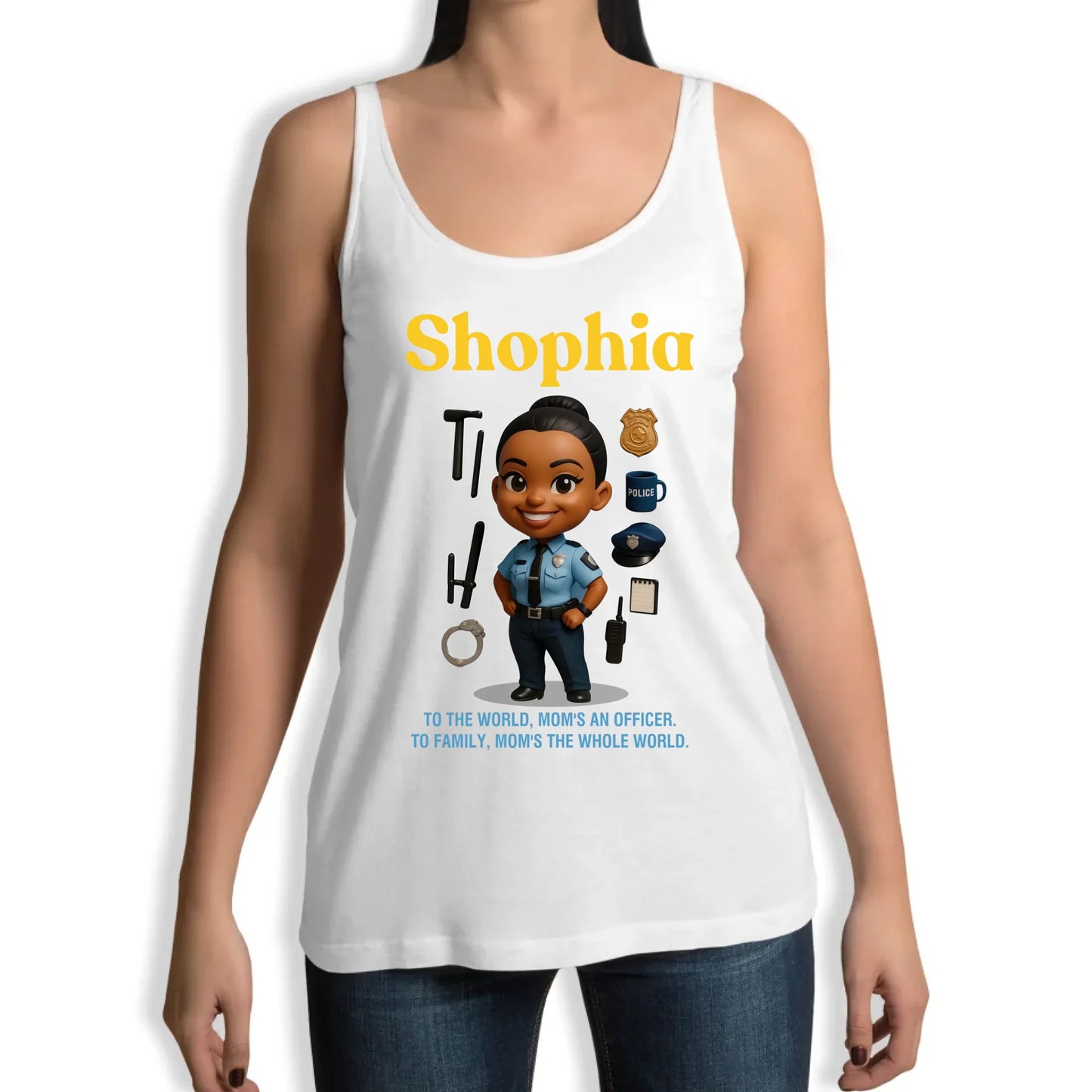 Custom Chibi Mom Shirt, Personalized Mother's Day Gift, Mom's A Police Mom Unique Gift for Her, Custom Name - Custom Choo