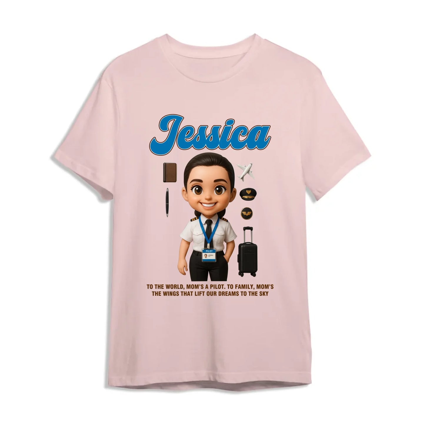 Custom Chibi Mom Shirt, Personalized Mother's Day Gift, Mom's A Pilot Mom Unique Gift for Her, Custom Name - Custom Choo