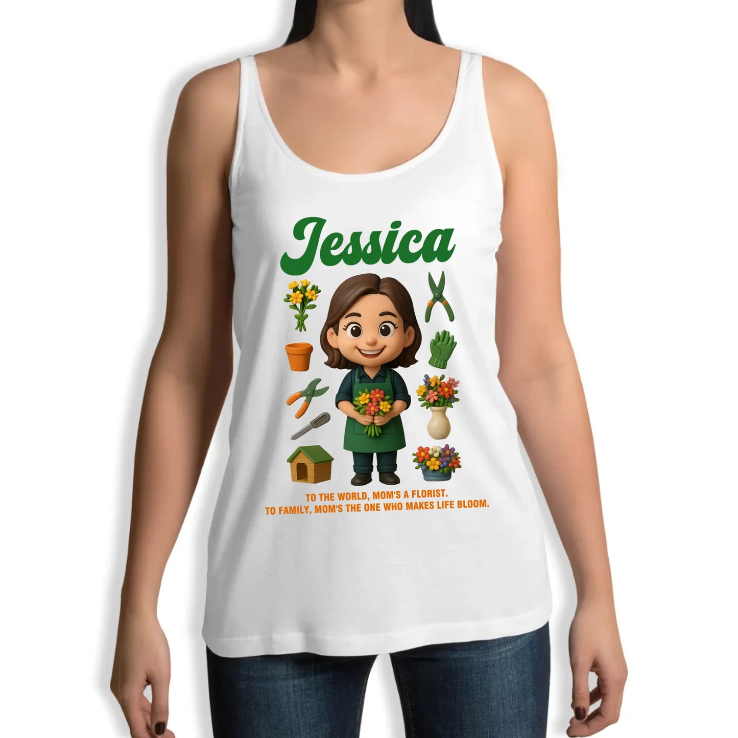 Custom Chibi Mom Shirt, Personalized Mother's Day Gift, Mom's A Florist Mom Unique Gift for Her, Custom Name - Custom Choo