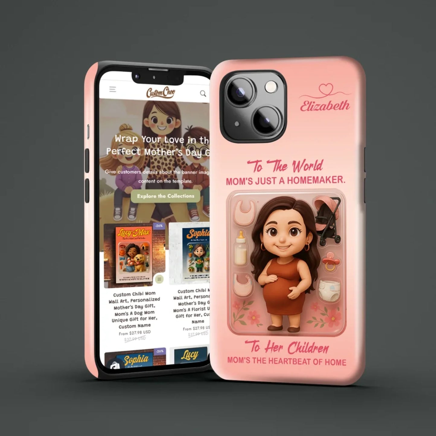 New Mom Mother’s Day Gift - Personalized Photo Chibi Phone Case for Mom - Custom Choo