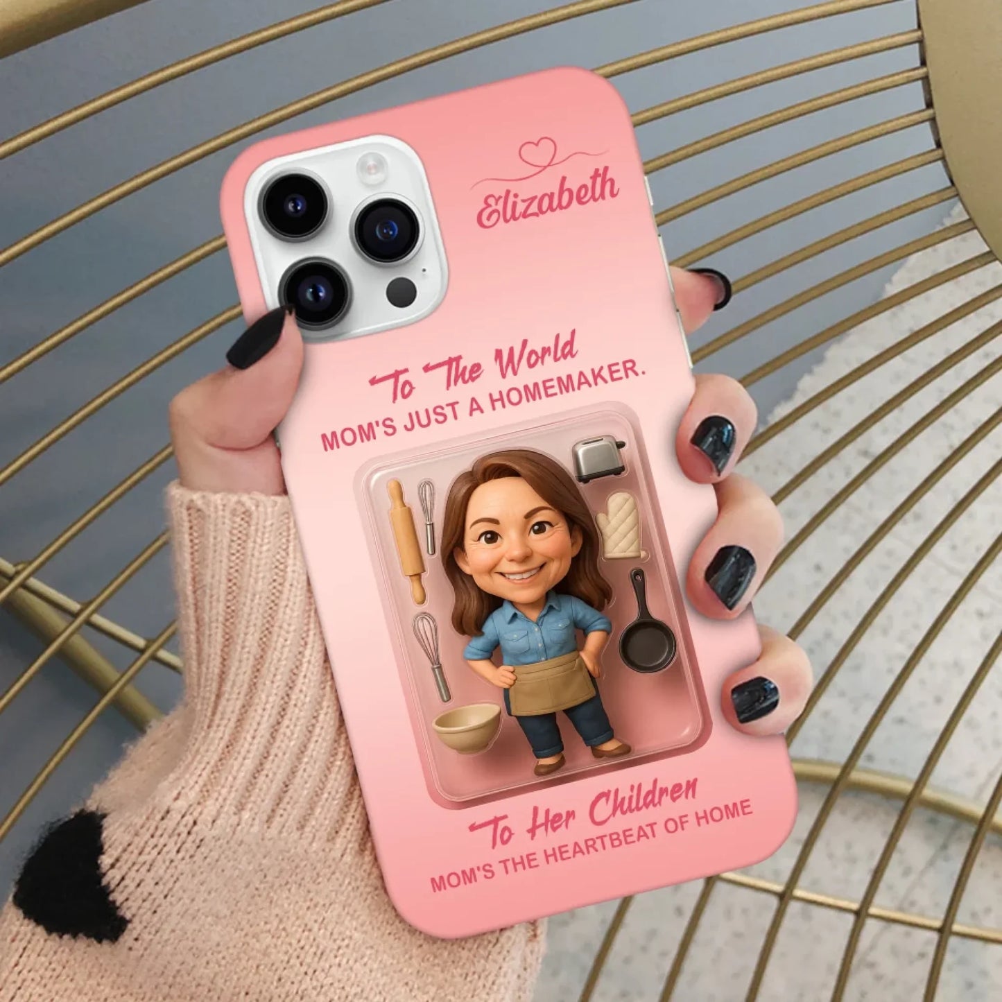 Homemaker Mom Mother’s Day Gift - Personalized Photo Chibi Phone Case for Mom - Custom Choo