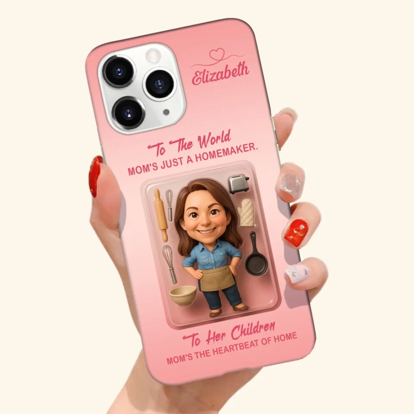 Homemaker Mom Mother’s Day Gift - Personalized Photo Chibi Phone Case for Mom - Custom Choo