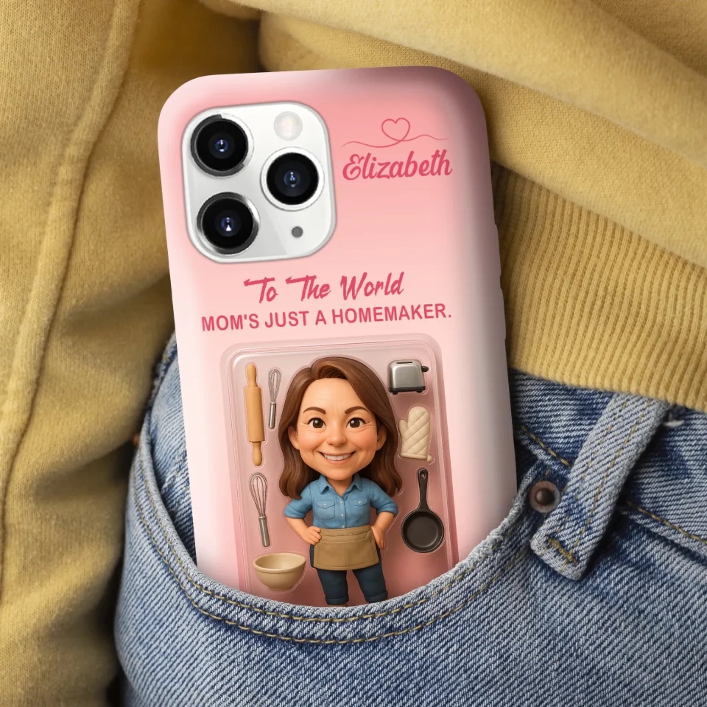 Homemaker Mom Mother’s Day Gift - Personalized Photo Chibi Phone Case for Mom - Custom Choo