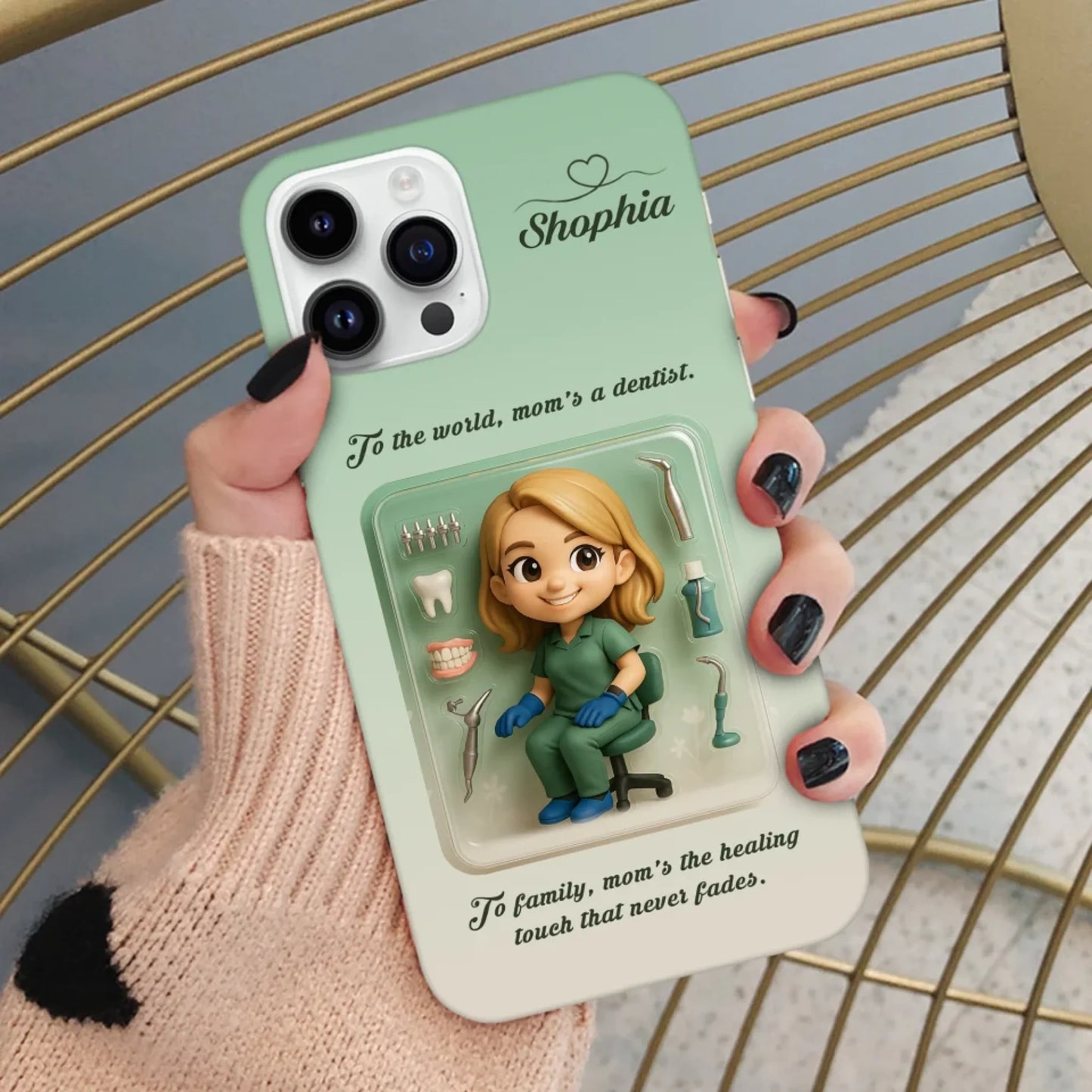 Dentist Mom Mother’s Day Gift - Personalized Photo Chibi Phone Case for Mom - Custom Choo