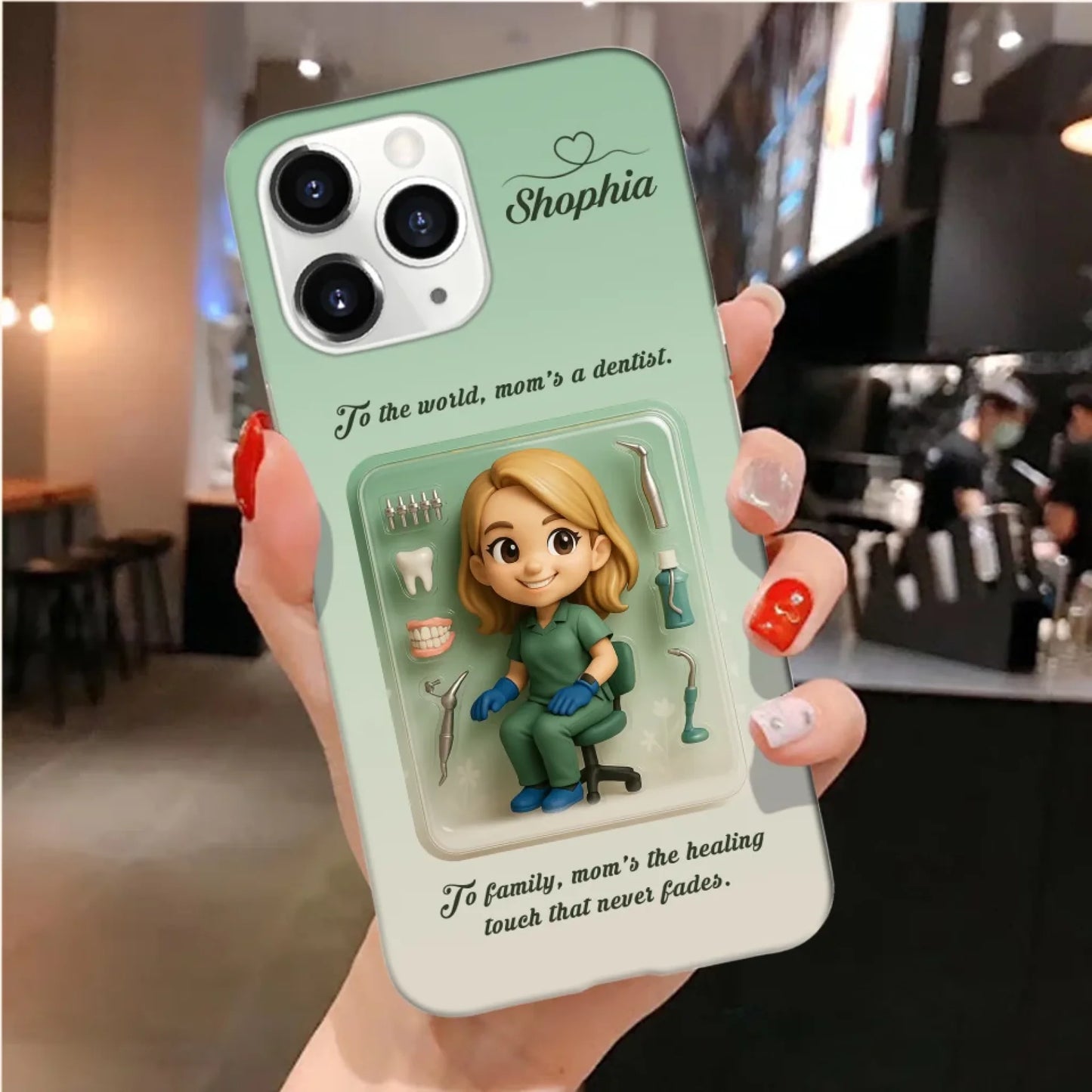 Dentist Mom Mother’s Day Gift - Personalized Photo Chibi Phone Case for Mom - Custom Choo