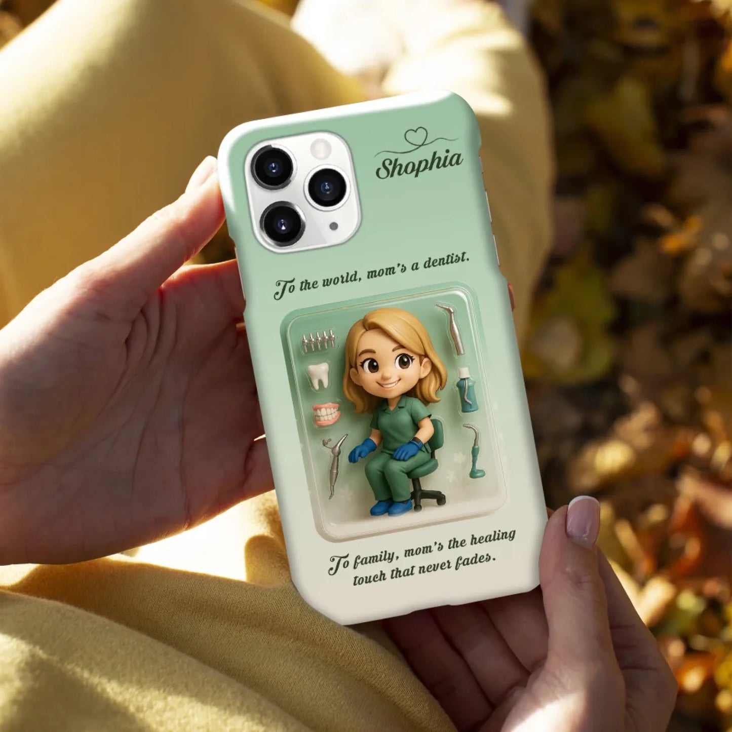 Dentist Mom Mother’s Day Gift - Personalized Photo Chibi Phone Case for Mom - Custom Choo
