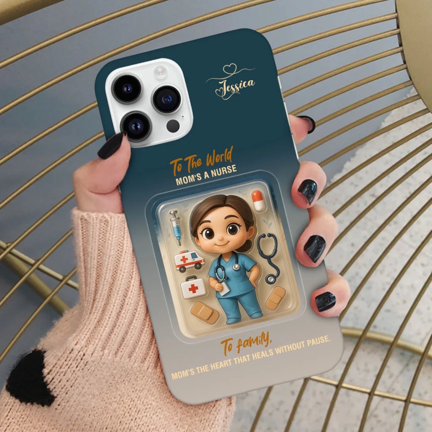 Nurse Mom Mother’s Day Gift - Personalized Photo Chibi Phone Case for Mom - Custom Choo