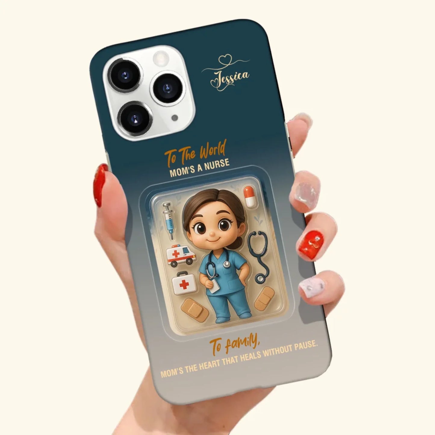 Nurse Mom Mother’s Day Gift - Personalized Photo Chibi Phone Case for Mom - Custom Choo