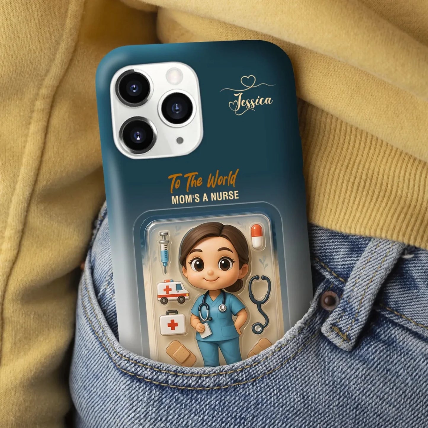 Nurse Mom Mother’s Day Gift - Personalized Photo Chibi Phone Case for Mom - Custom Choo