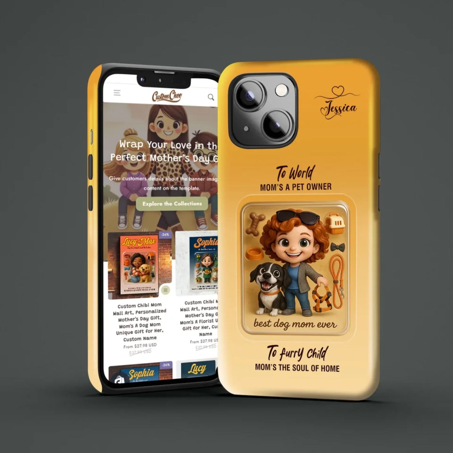 Dog Mom Mother’s Day Gift - Personalized Photo Chibi Phone Case for Mom - Custom Choo