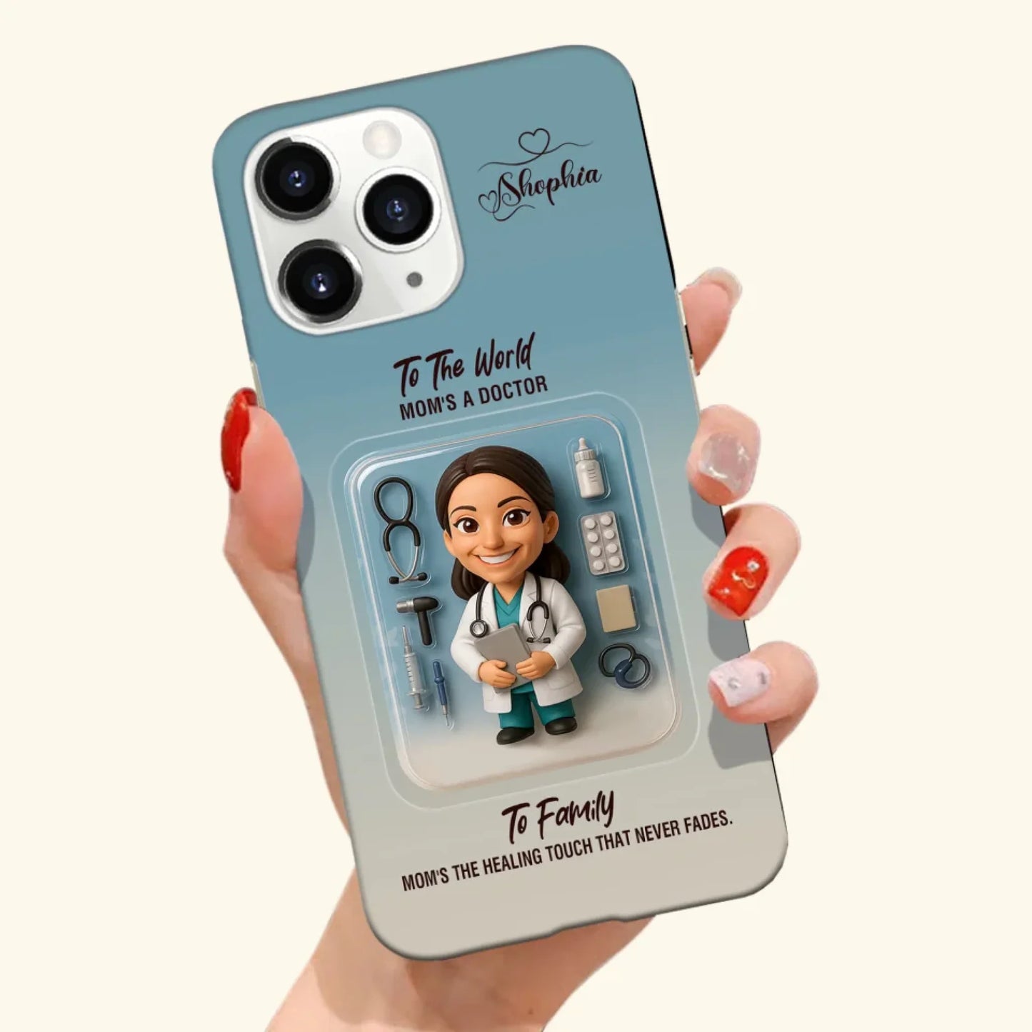 Doctor Mom Mother’s Day Gift - Personalized Photo Chibi Phone Case for Mom - Custom Choo