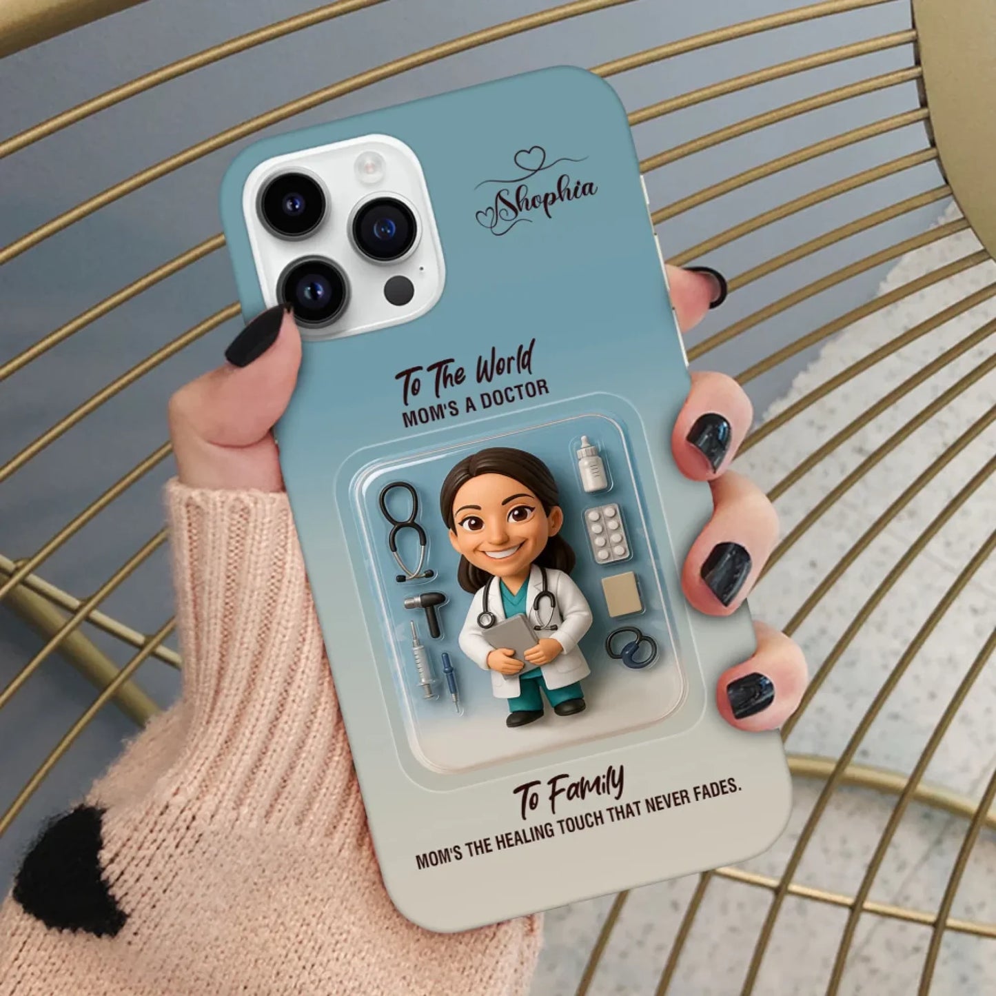 Doctor Mom Mother’s Day Gift - Personalized Photo Chibi Phone Case for Mom - Custom Choo
