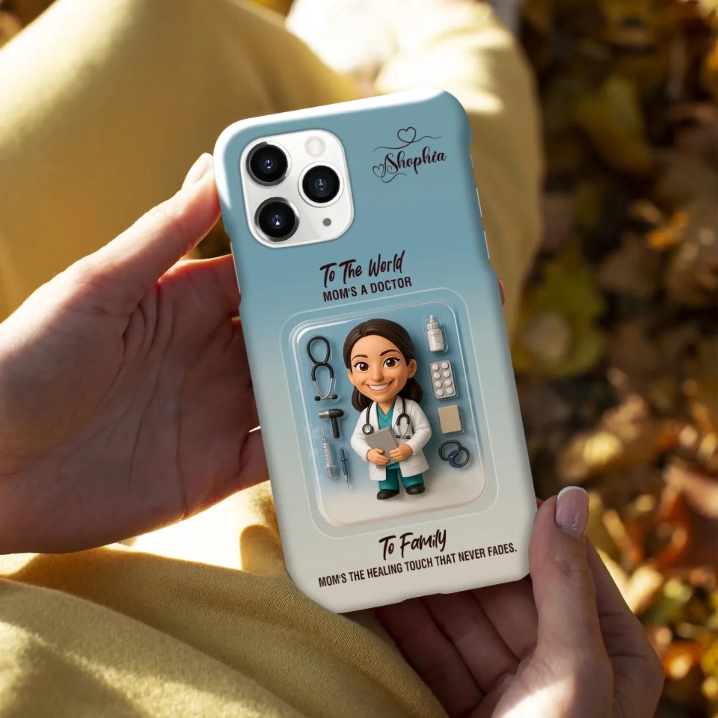 Doctor Mom Mother’s Day Gift - Personalized Photo Chibi Phone Case for Mom - Custom Choo