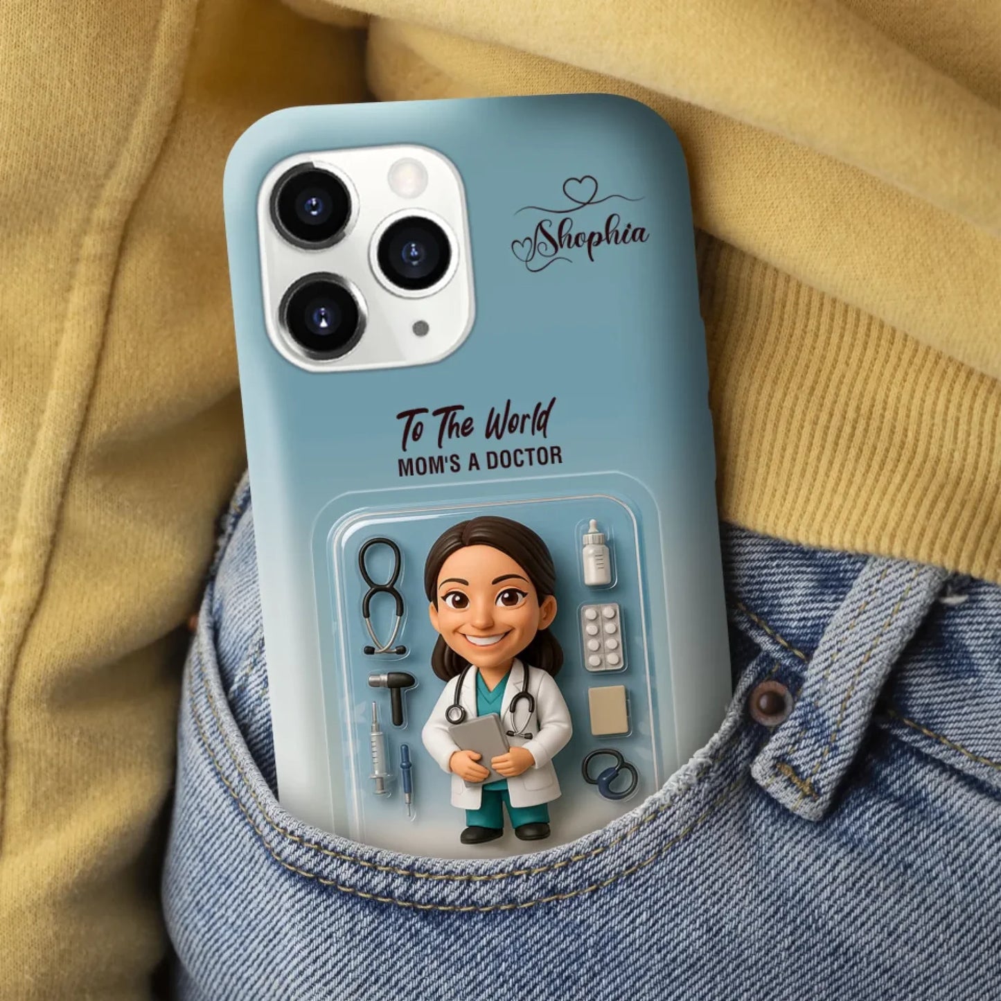 Doctor Mom Mother’s Day Gift - Personalized Photo Chibi Phone Case for Mom - Custom Choo