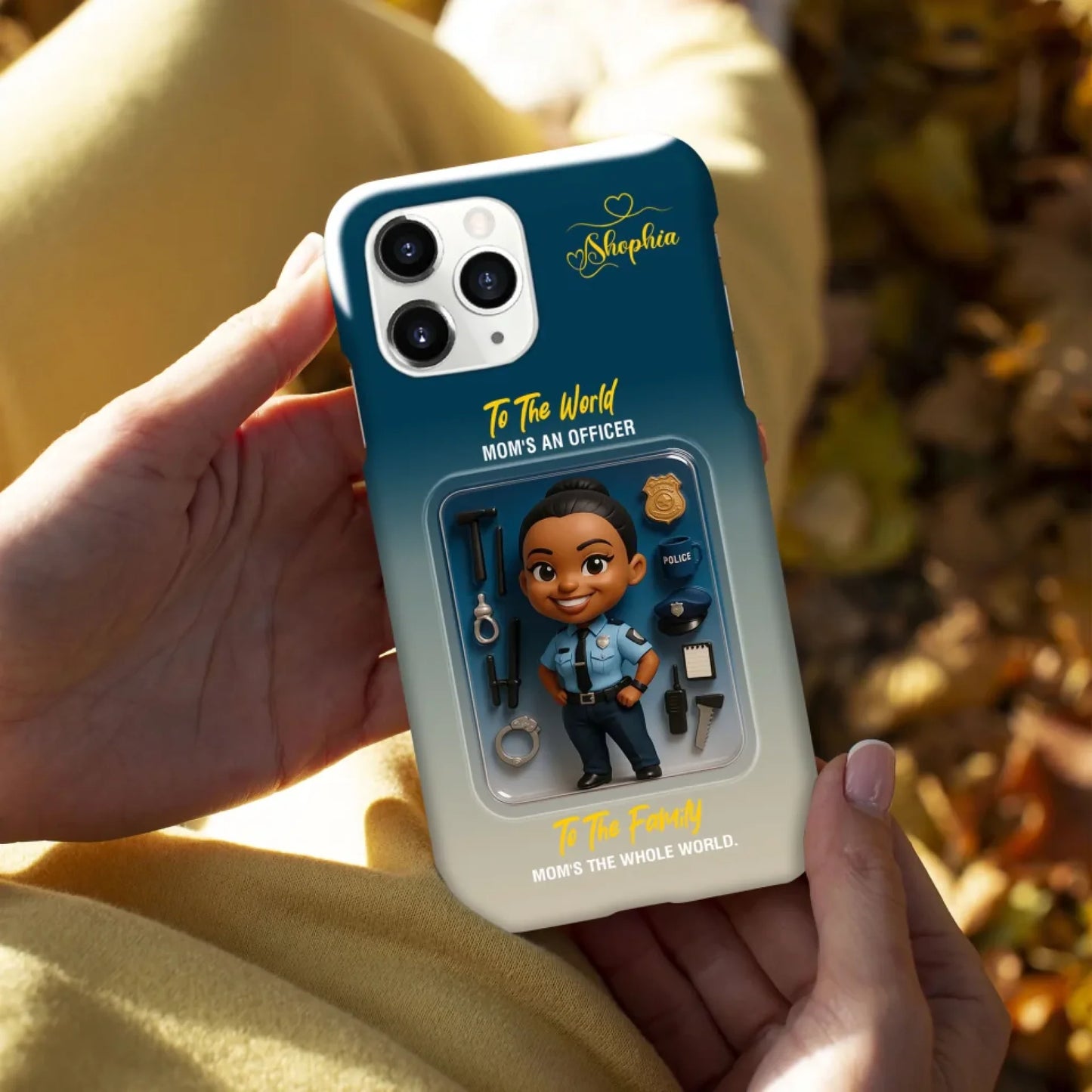 Police Mom Mother’s Day Gift - Personalized Photo Chibi Phone Case for Mom - Custom Choo