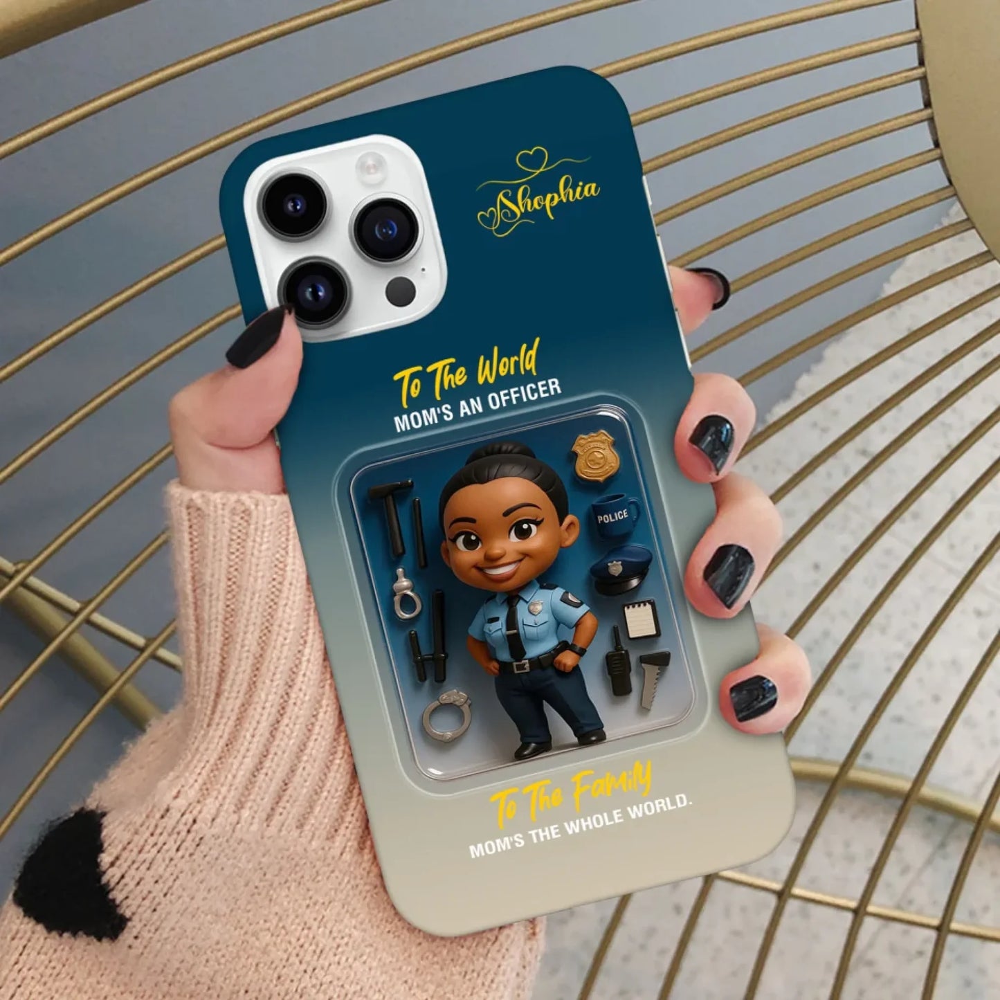 Police Mom Mother’s Day Gift - Personalized Photo Chibi Phone Case for Mom - Custom Choo
