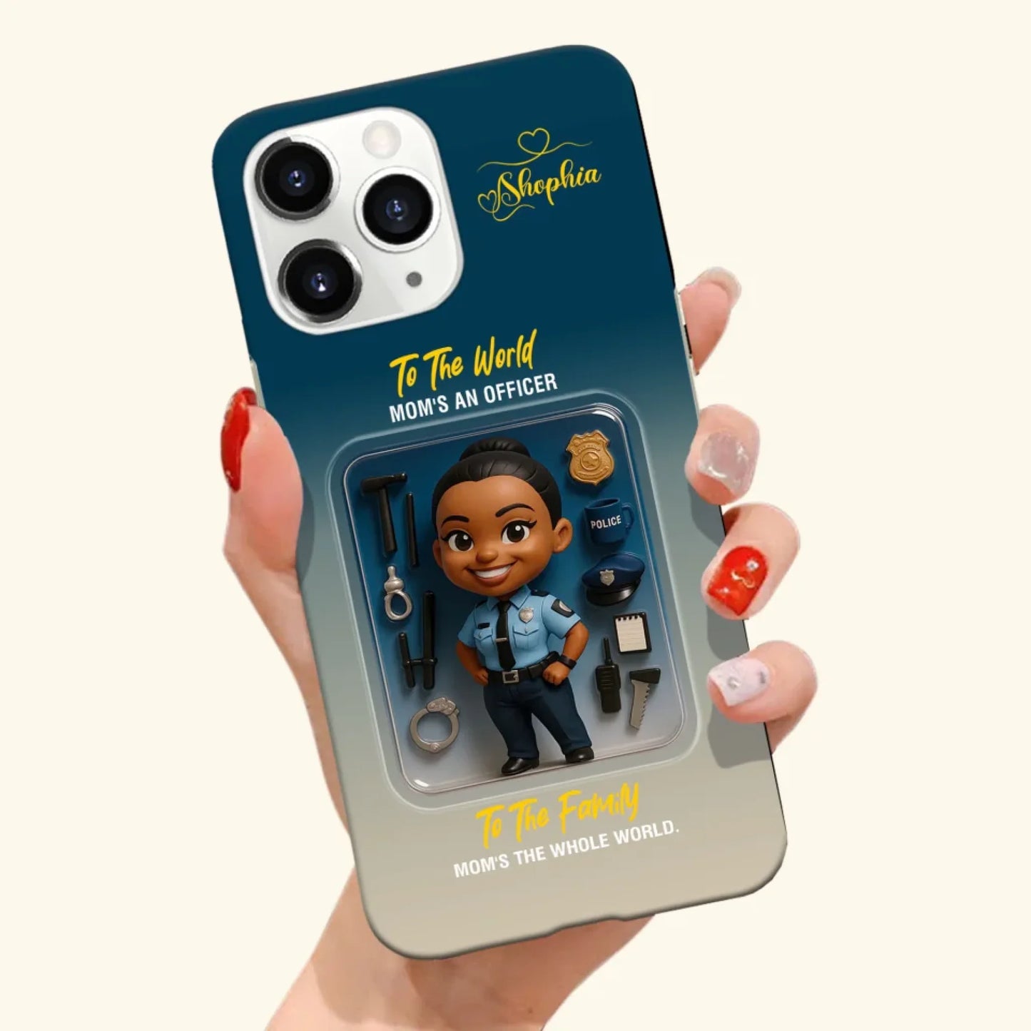 Police Mom Mother’s Day Gift - Personalized Photo Chibi Phone Case for Mom - Custom Choo