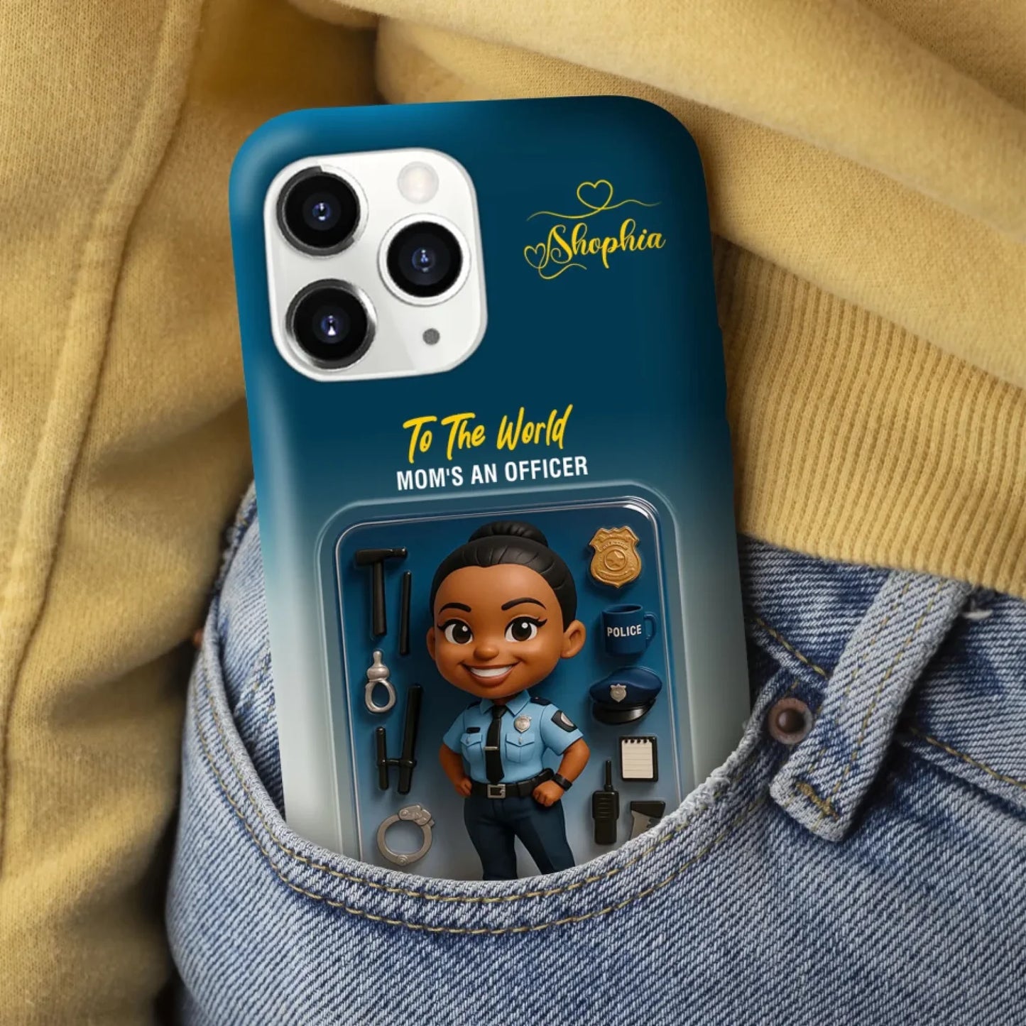Police Mom Mother’s Day Gift - Personalized Photo Chibi Phone Case for Mom - Custom Choo