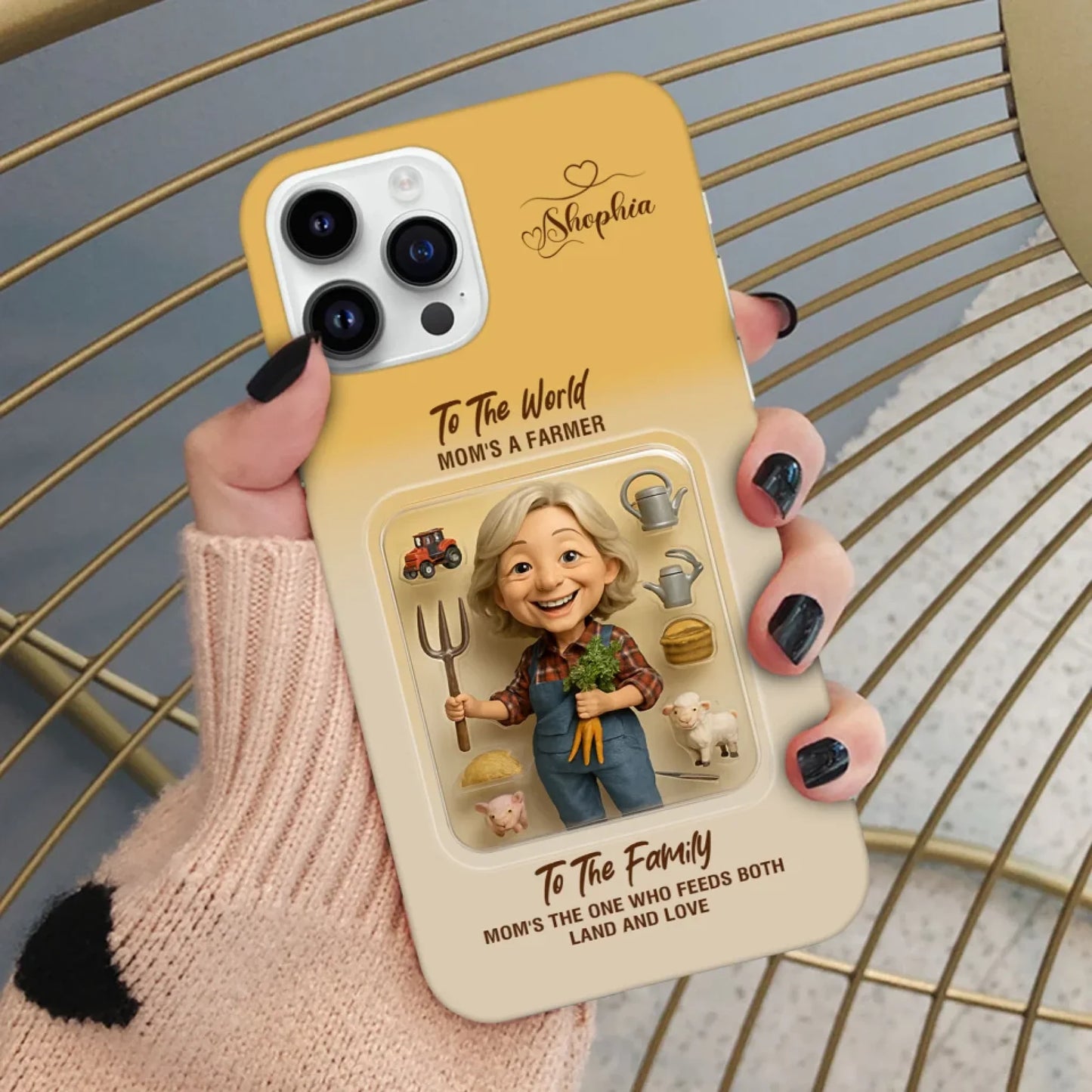 Farmer Mom Mother’s Day Gift - Personalized Photo Chibi Phone Case for Mom - Custom Choo
