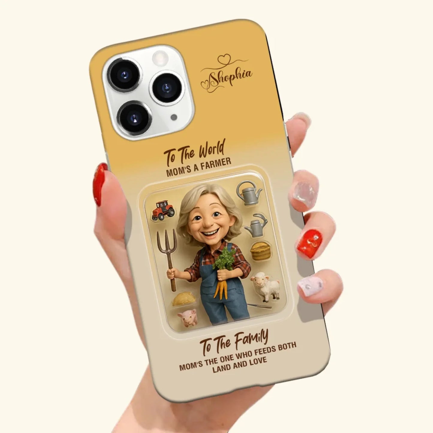 Farmer Mom Mother’s Day Gift - Personalized Photo Chibi Phone Case for Mom - Custom Choo