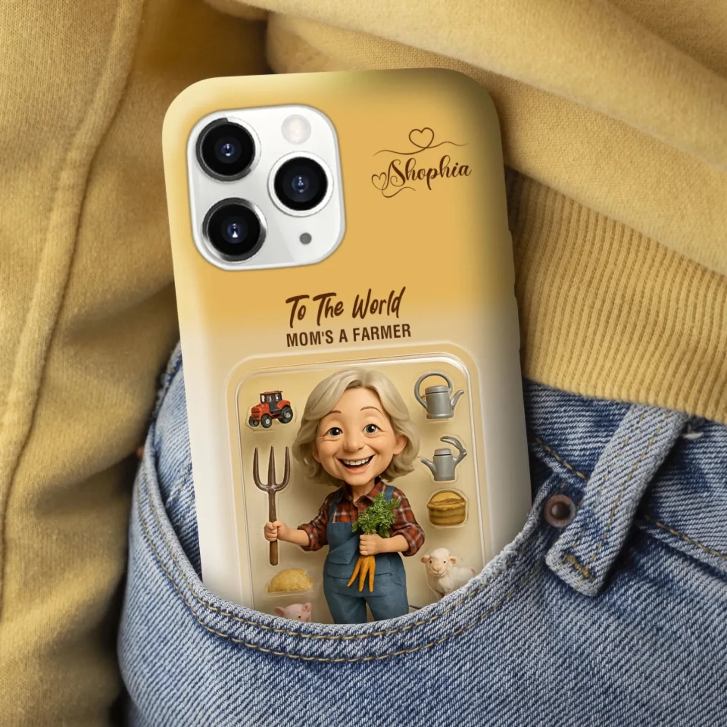 Farmer Mom Mother’s Day Gift - Personalized Photo Chibi Phone Case for Mom - Custom Choo