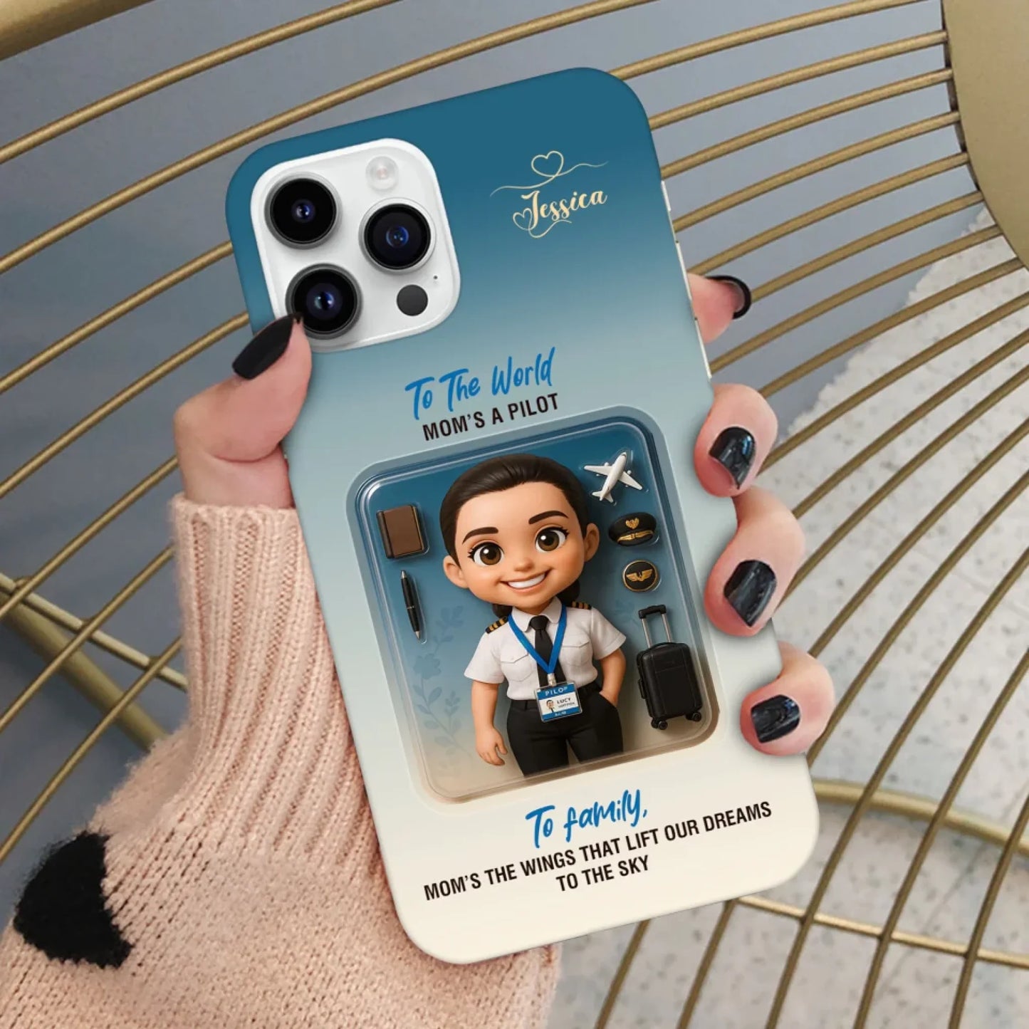 Pilot Mom Mother’s Day Gift - Personalized Photo Chibi Phone Case for Mom - Custom Choo