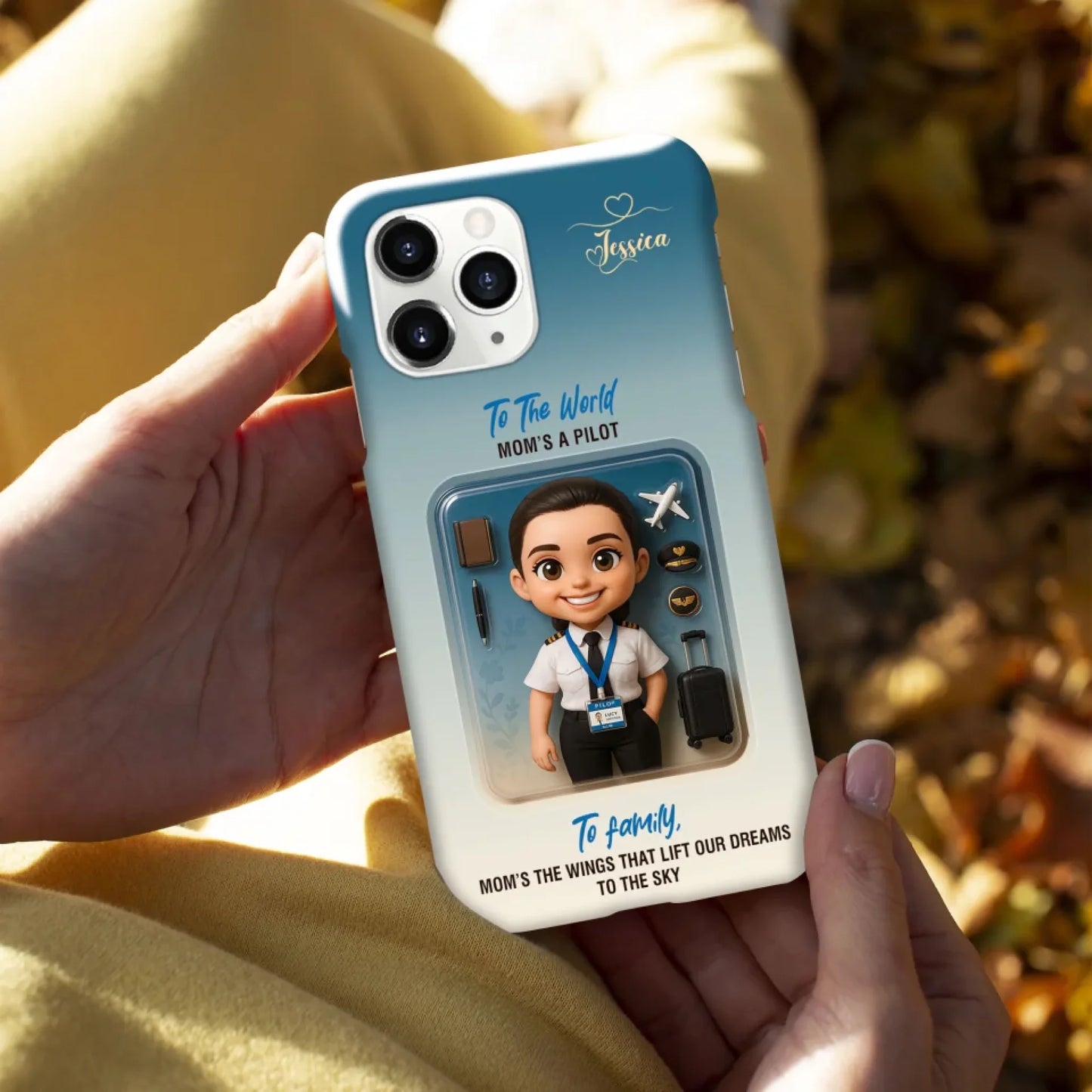 Pilot Mom Mother’s Day Gift - Personalized Photo Chibi Phone Case for Mom - Custom Choo