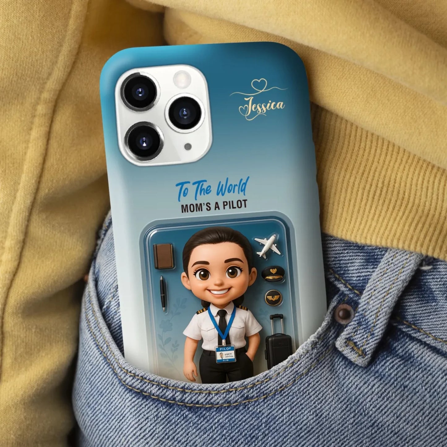 Pilot Mom Mother’s Day Gift - Personalized Photo Chibi Phone Case for Mom - Custom Choo
