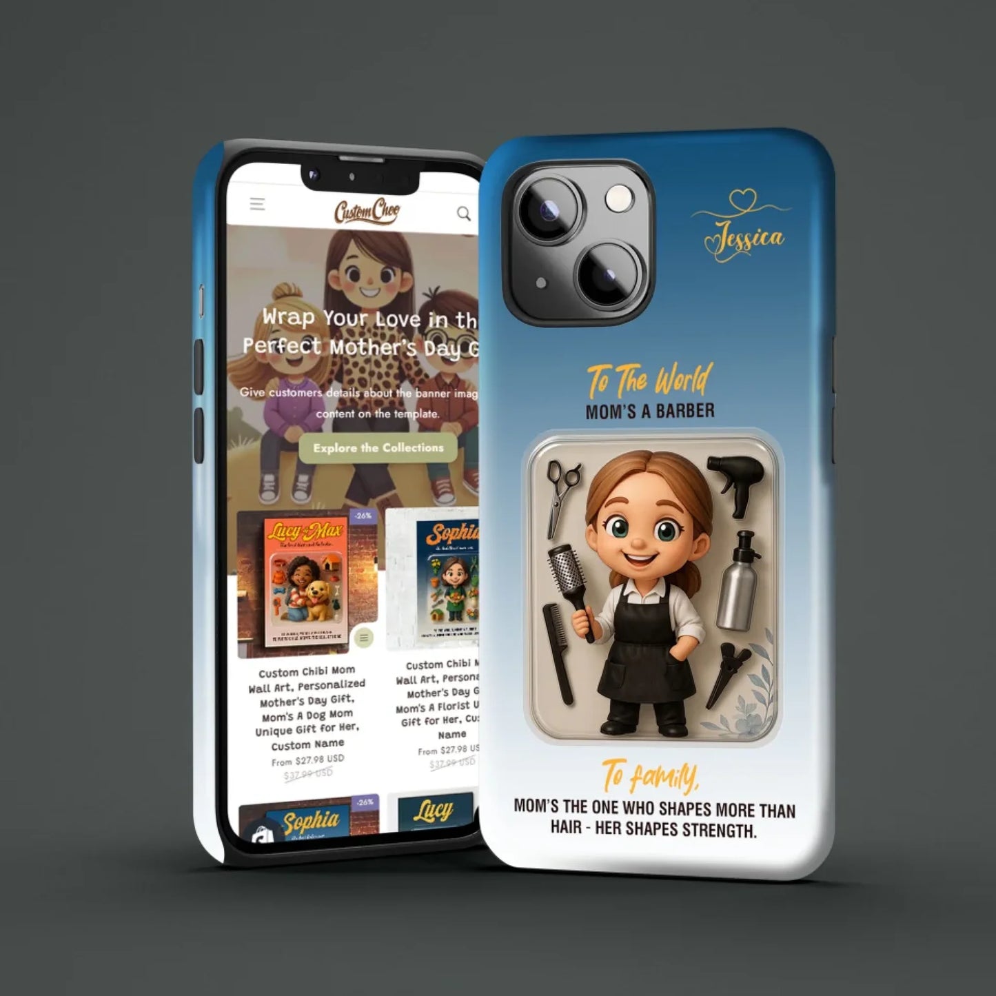 Baber Mom Mother’s Day Gift - Personalized Photo Chibi Phone Case for Mom - Custom Choo