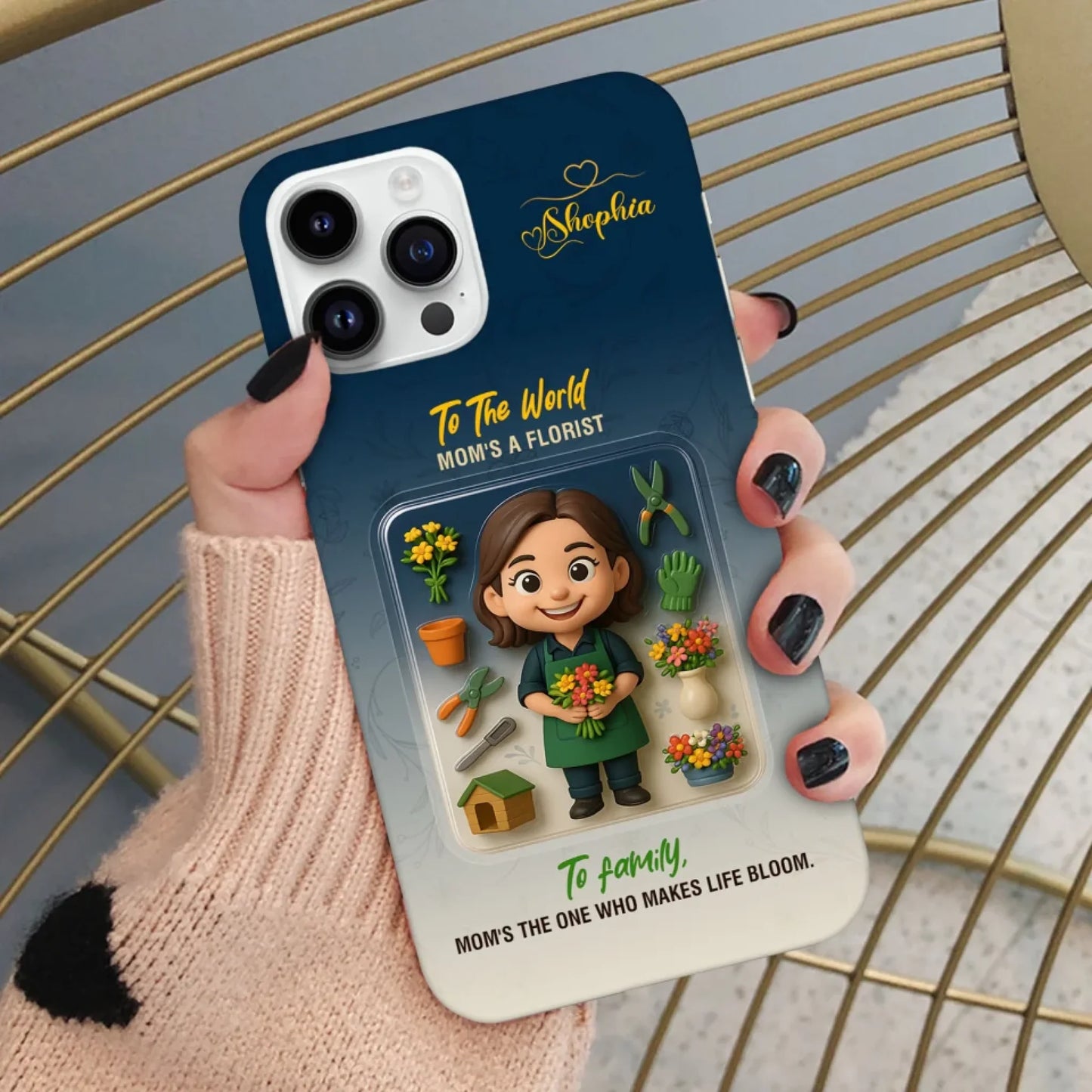 Florist Mom Mother’s Day Gift - Personalized Photo Chibi Phone Case for Mom - Custom Choo