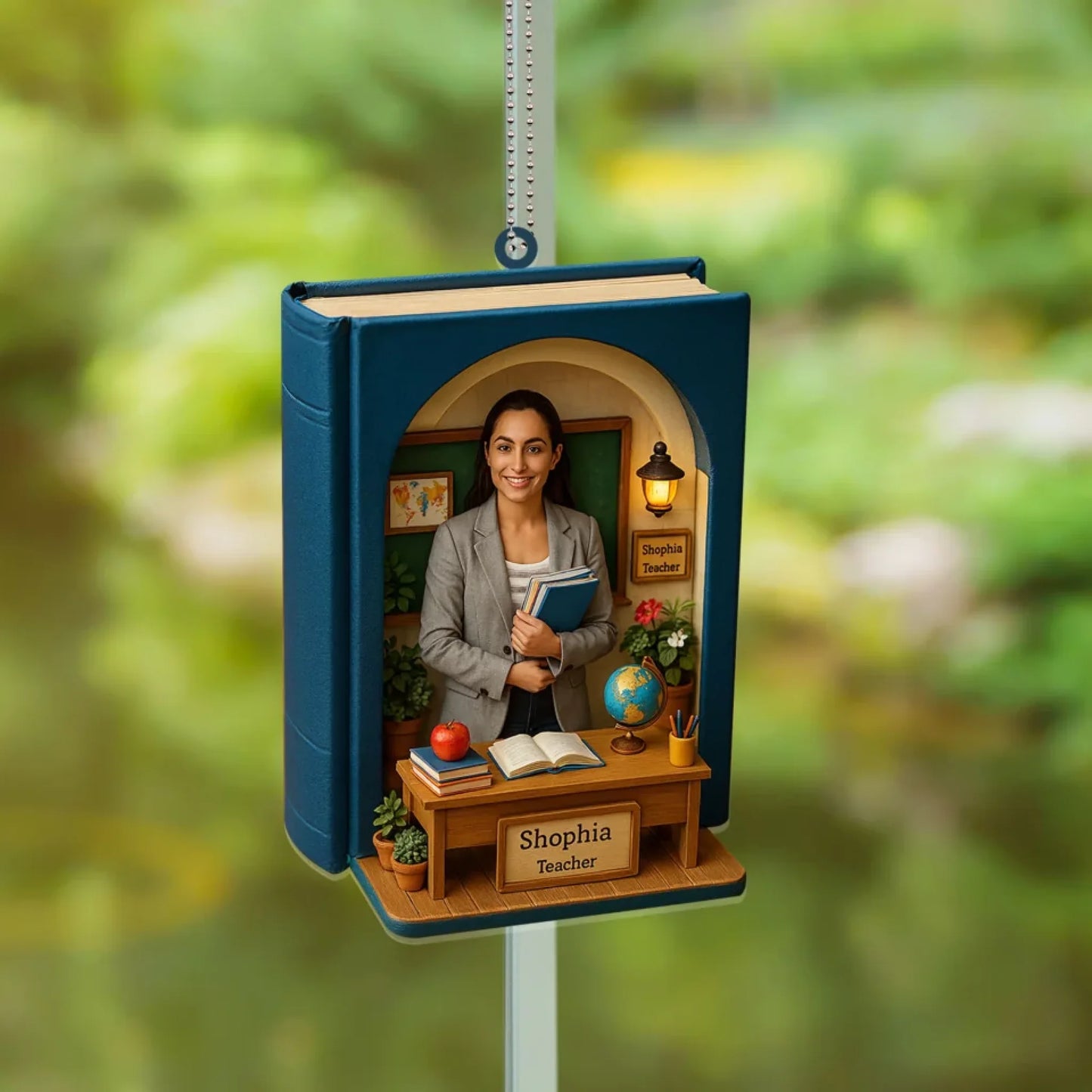 Teacher Mom Mother's Day Gift - Personalized Photo Car Ornament for Mom - Custom Choo