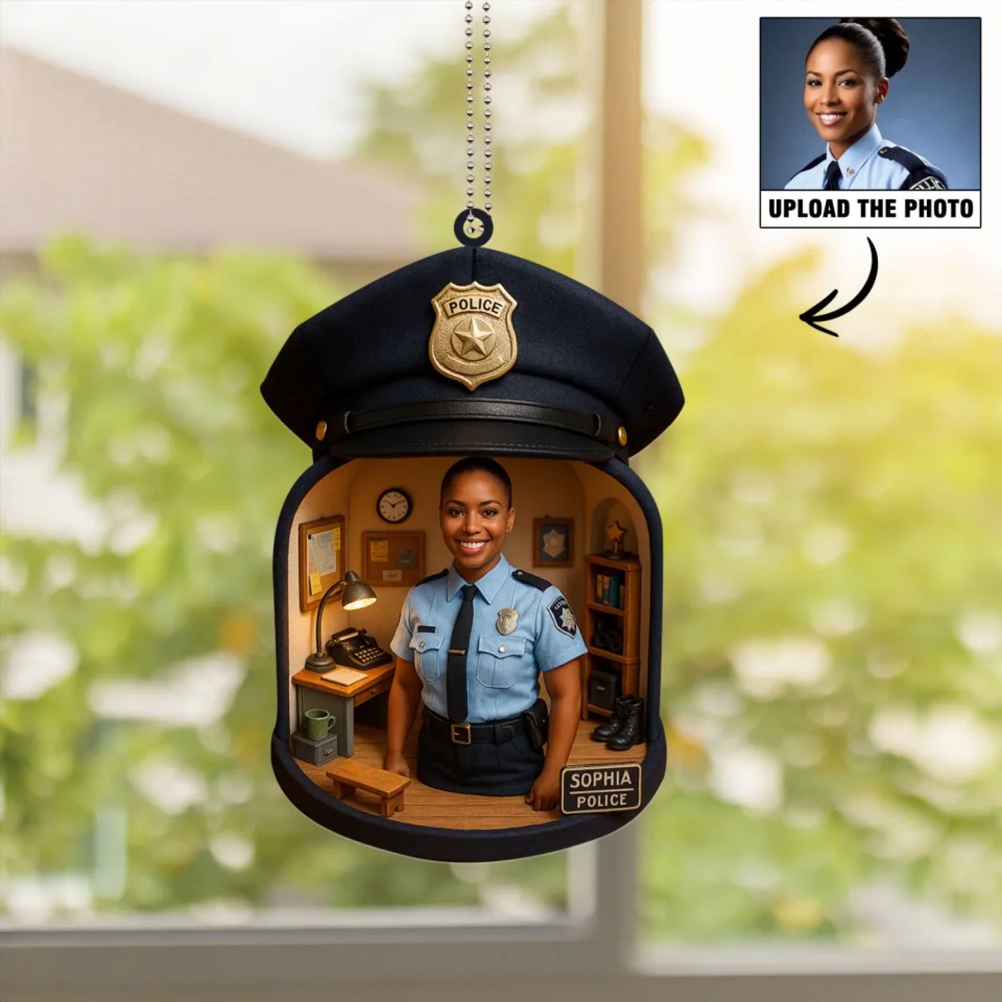 Police Mom Mother's Day Gift - Personalized Photo Car Ornament for Mom - Custom Choo
