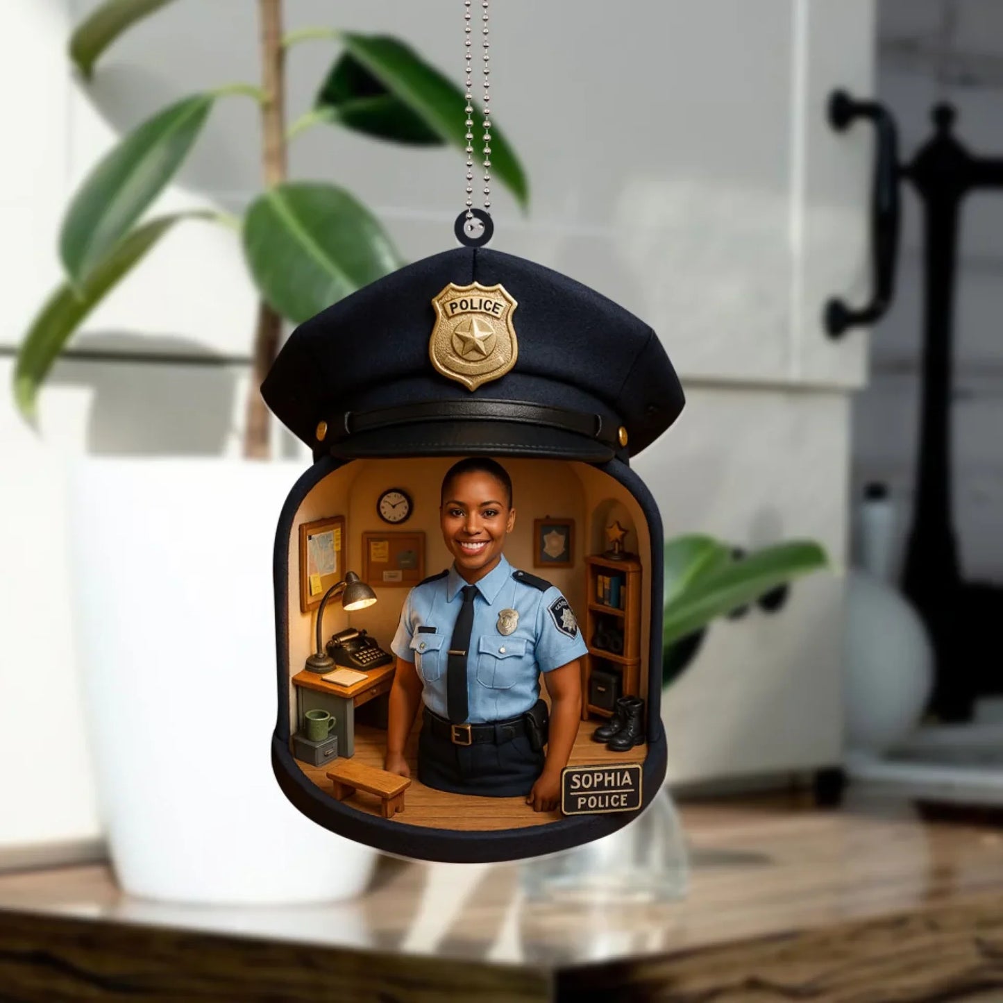 Police Mom Mother's Day Gift - Personalized Photo Car Ornament for Mom - Custom Choo