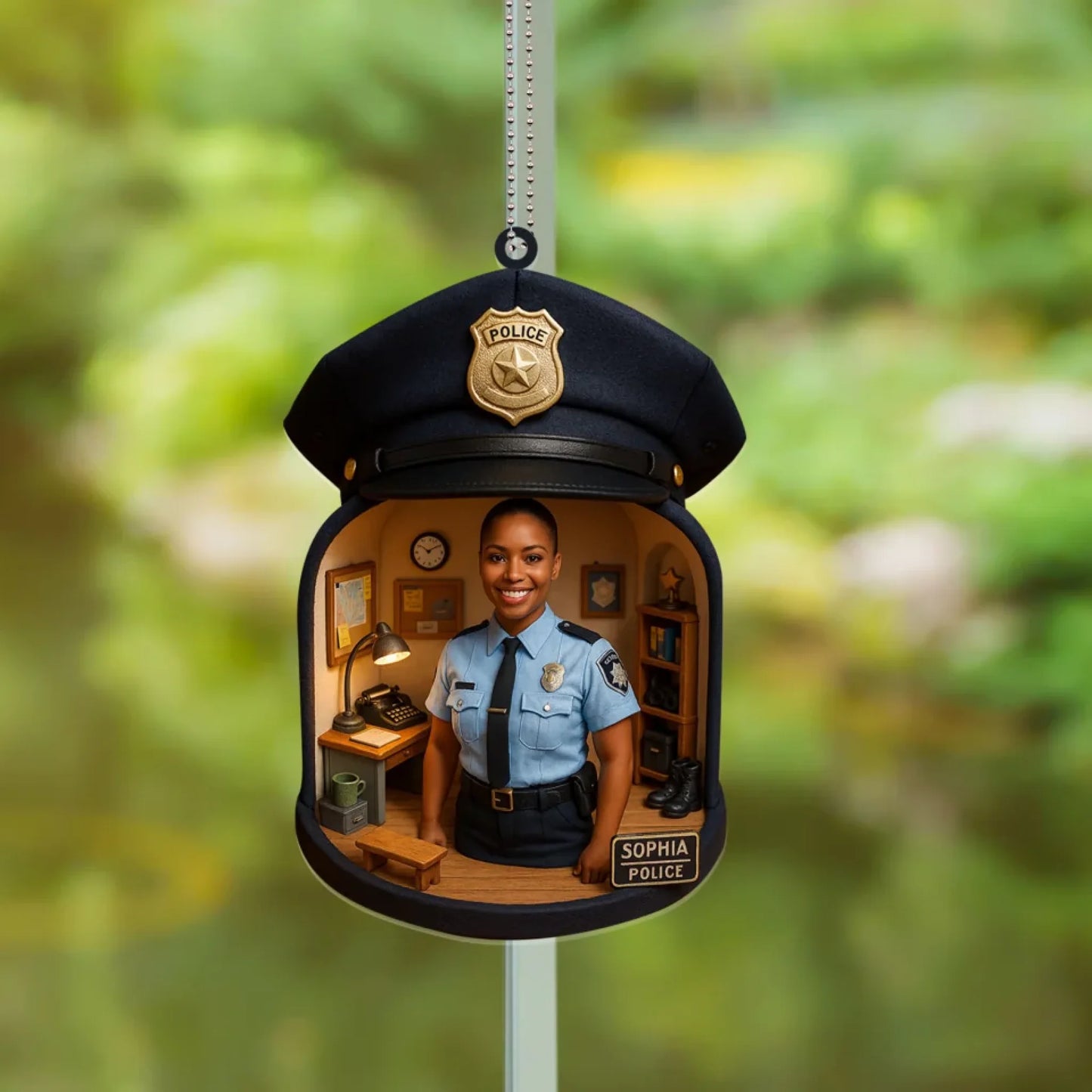 Police Mom Mother's Day Gift - Personalized Photo Car Ornament for Mom - Custom Choo