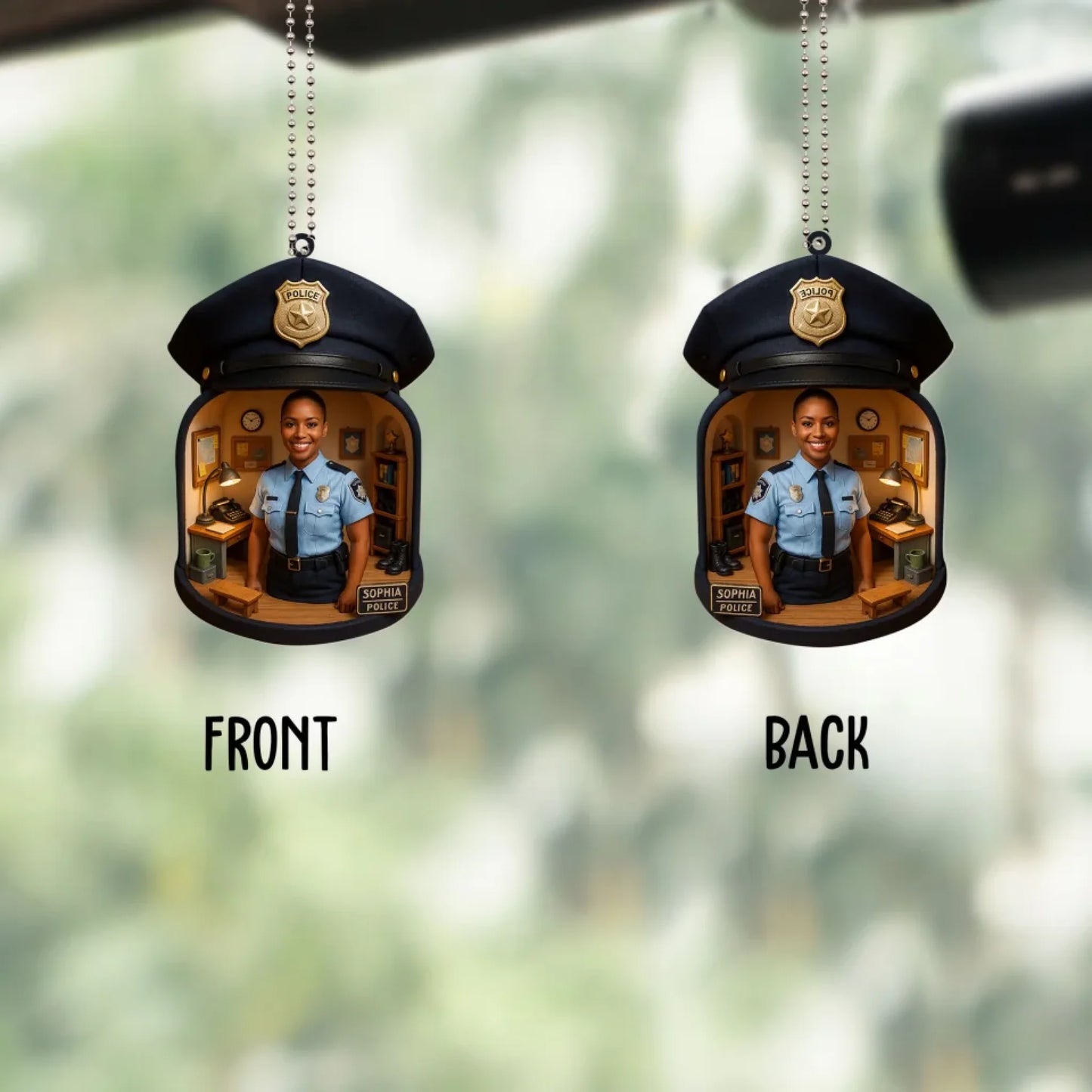 Police Mom Mother's Day Gift - Personalized Photo Car Ornament for Mom - Custom Choo