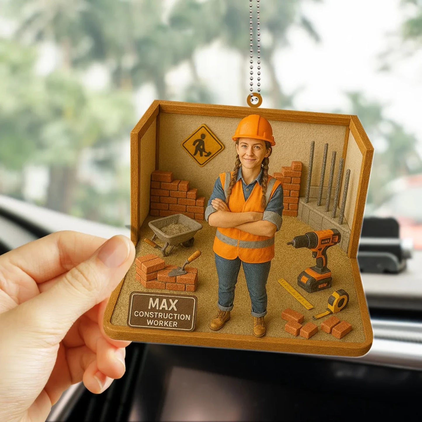 Laborer Mom Mother's Day Gift - Personalized Photo Car Ornament for Mom - Custom Choo