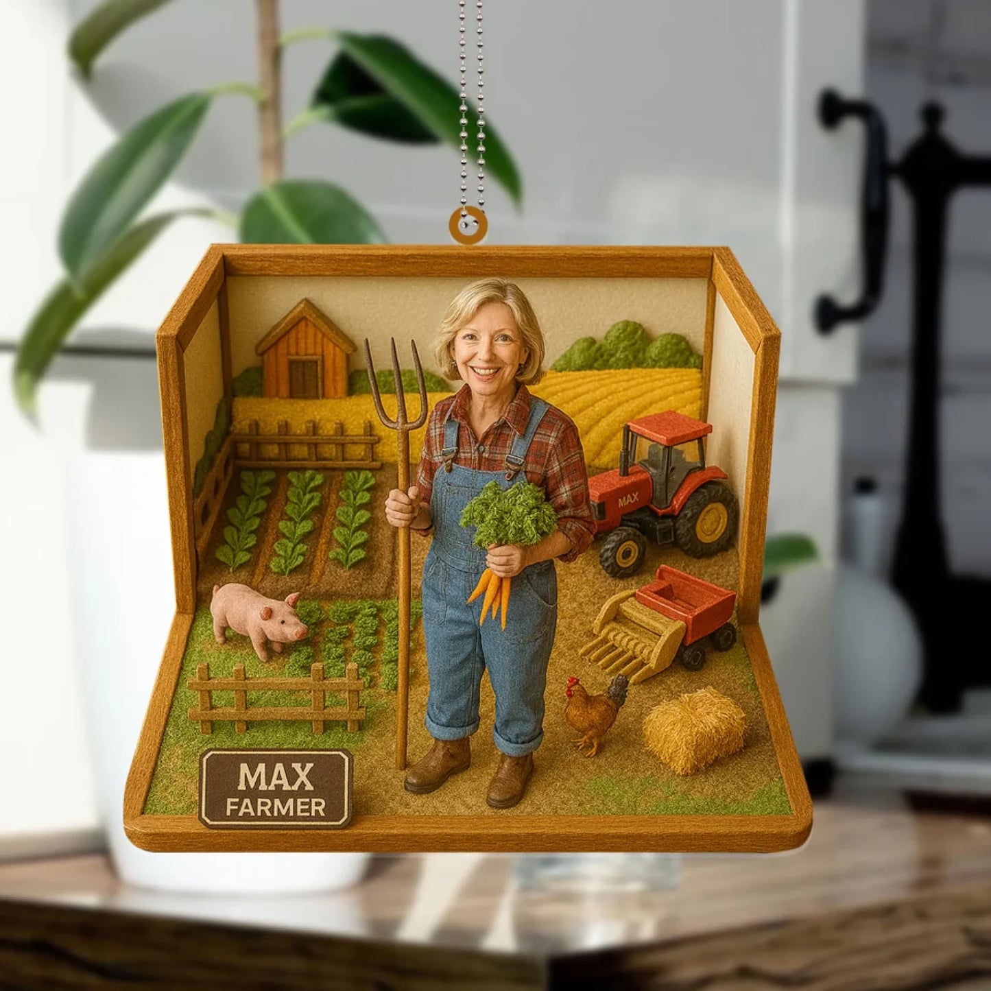 Farmer Mom Mother's Day Gift - Personalized Photo Car Ornament for Mom - Custom Choo