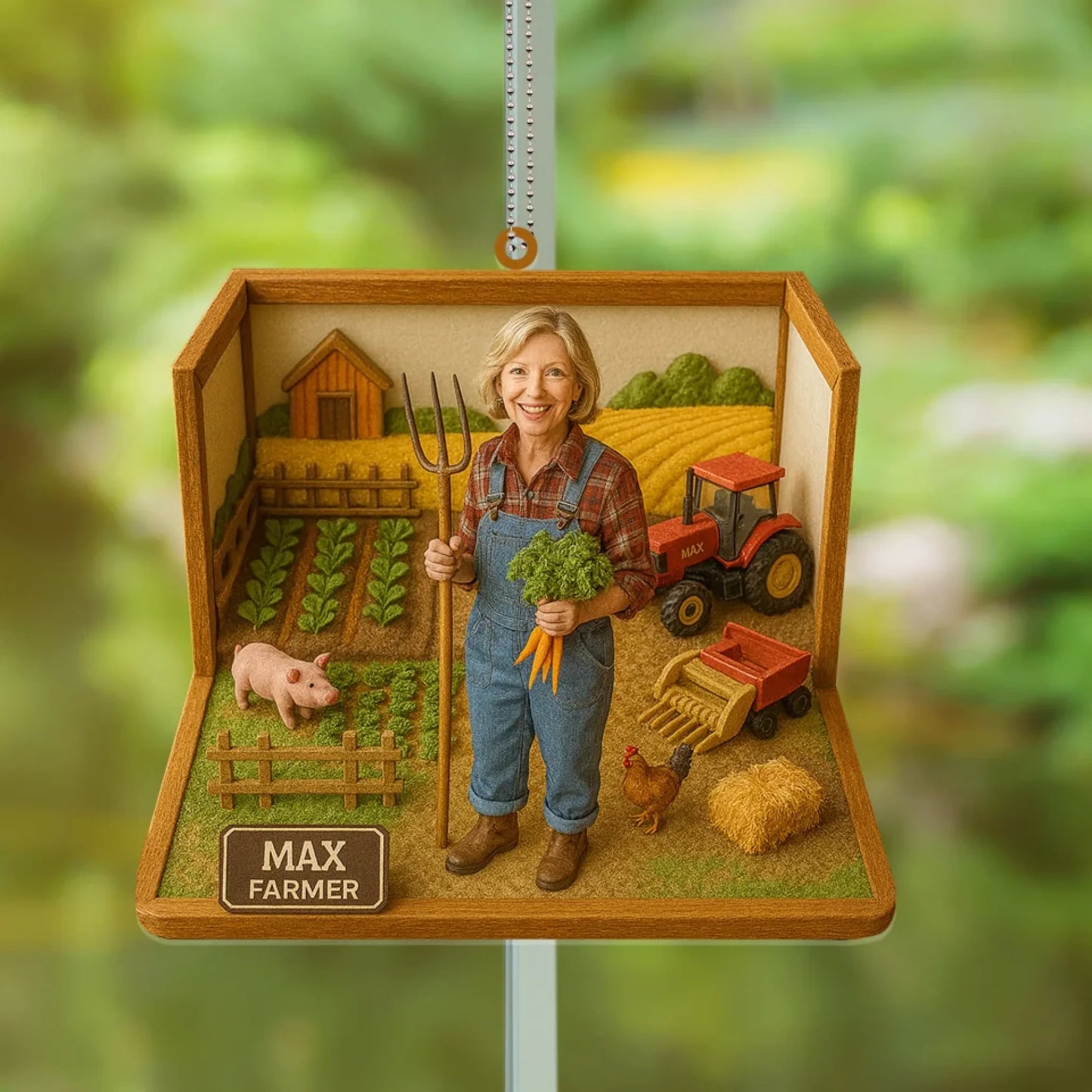 Farmer Mom Mother's Day Gift - Personalized Photo Car Ornament for Mom - Custom Choo