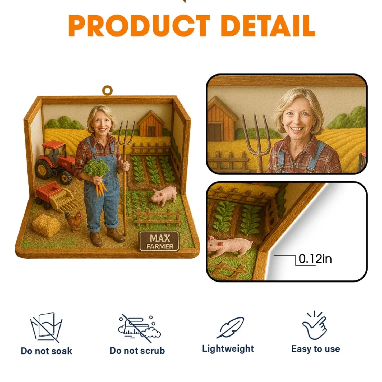 Farmer Mom Mother's Day Gift - Personalized Photo Car Ornament for Mom - Custom Choo
