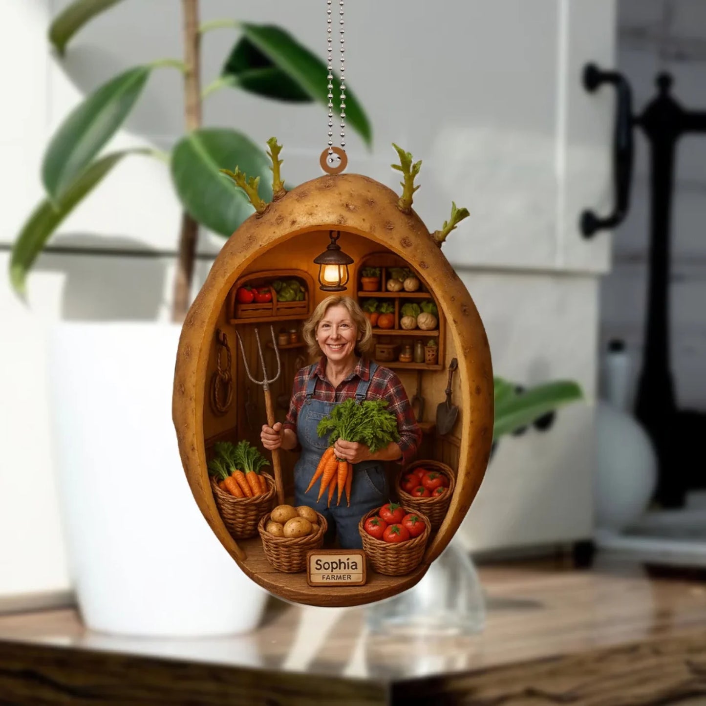 Farmer Mom Mother's Day Gift - Personalized Photo Car Ornament for Mom - Custom Choo