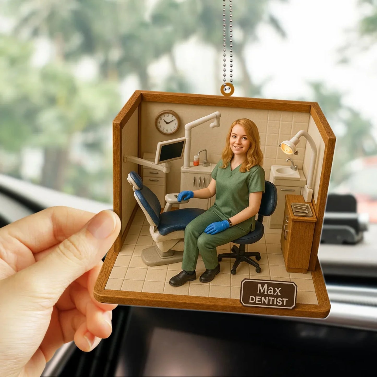 Dentist Mom Mother's Day Gift - Personalized Photo Car Ornament for Mom - Custom Choo