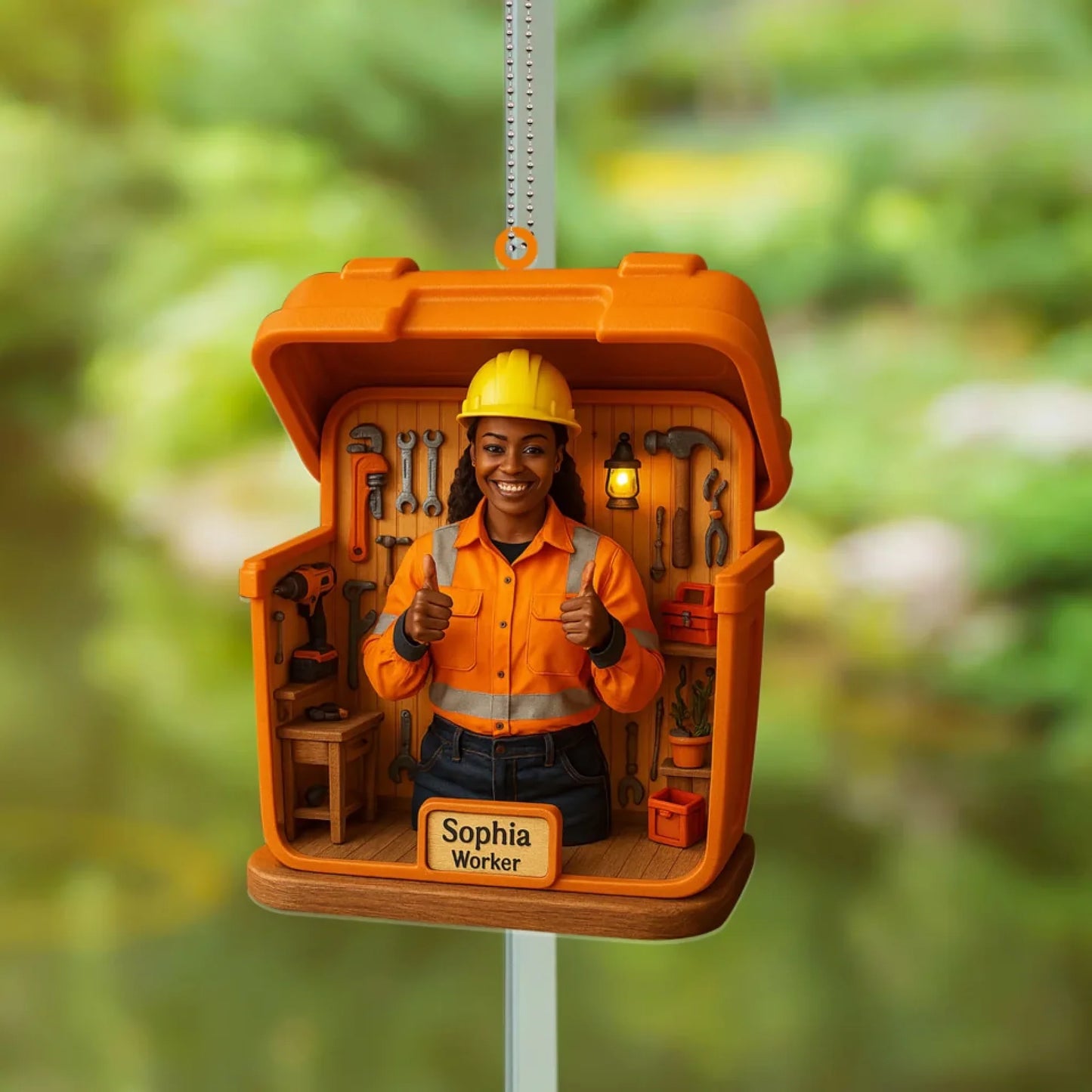 Construction Worker Mom Mother's Day Gift - Personalized Photo Car Ornament for Mom - Custom Choo