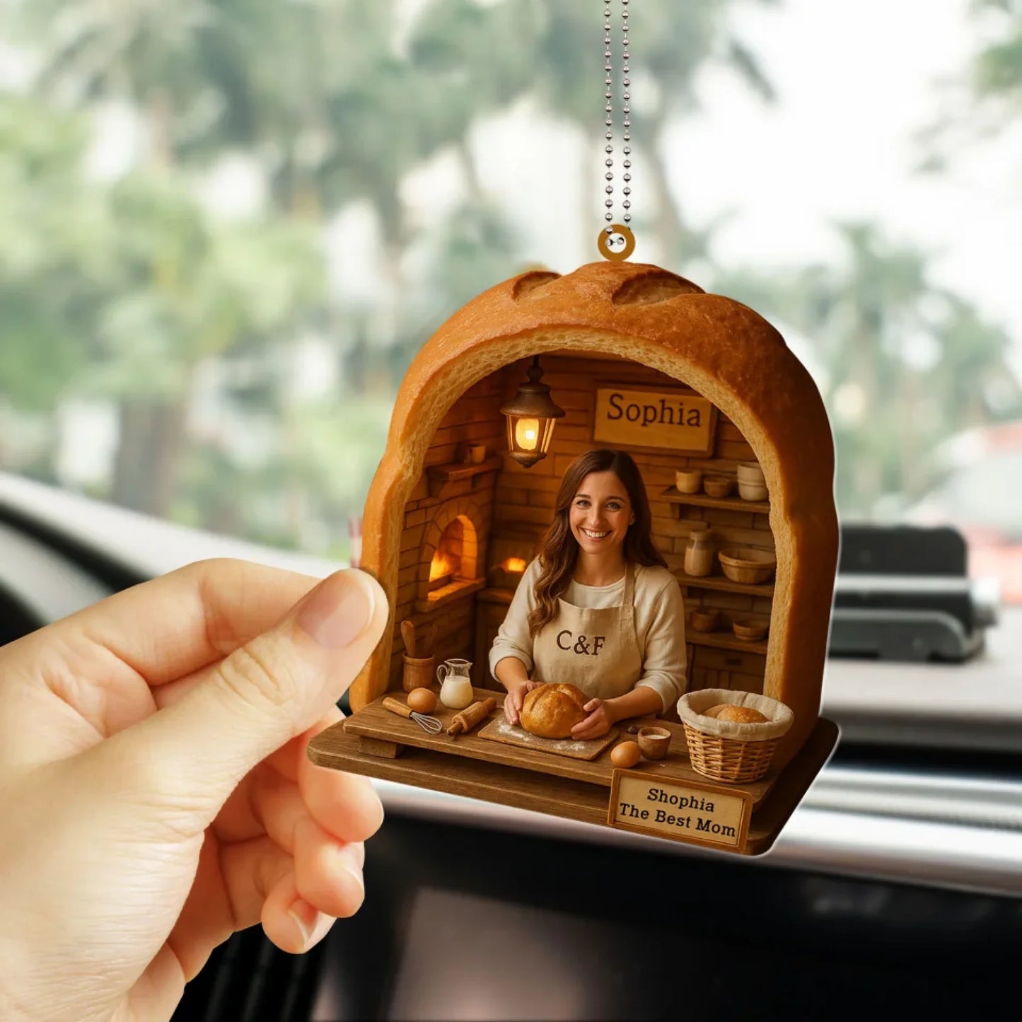 Baker Mom Mother's Day Gift - Personalized Photo Car Ornament for Mom - Custom Choo
