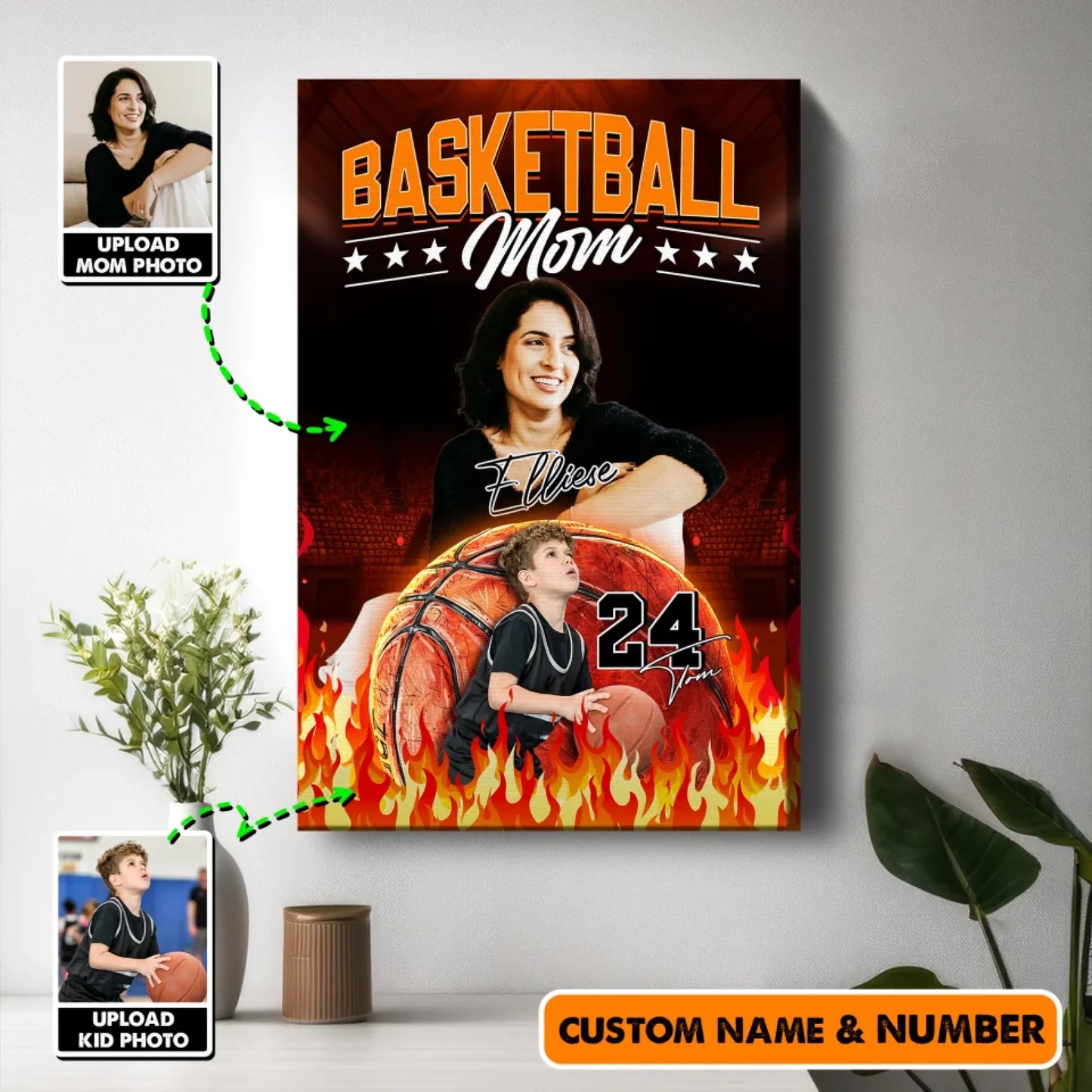 Mother's Day Gift For Basketball Mom - Custom Photo - Name & Jersey Number - Personalized Poster - Custom Choo