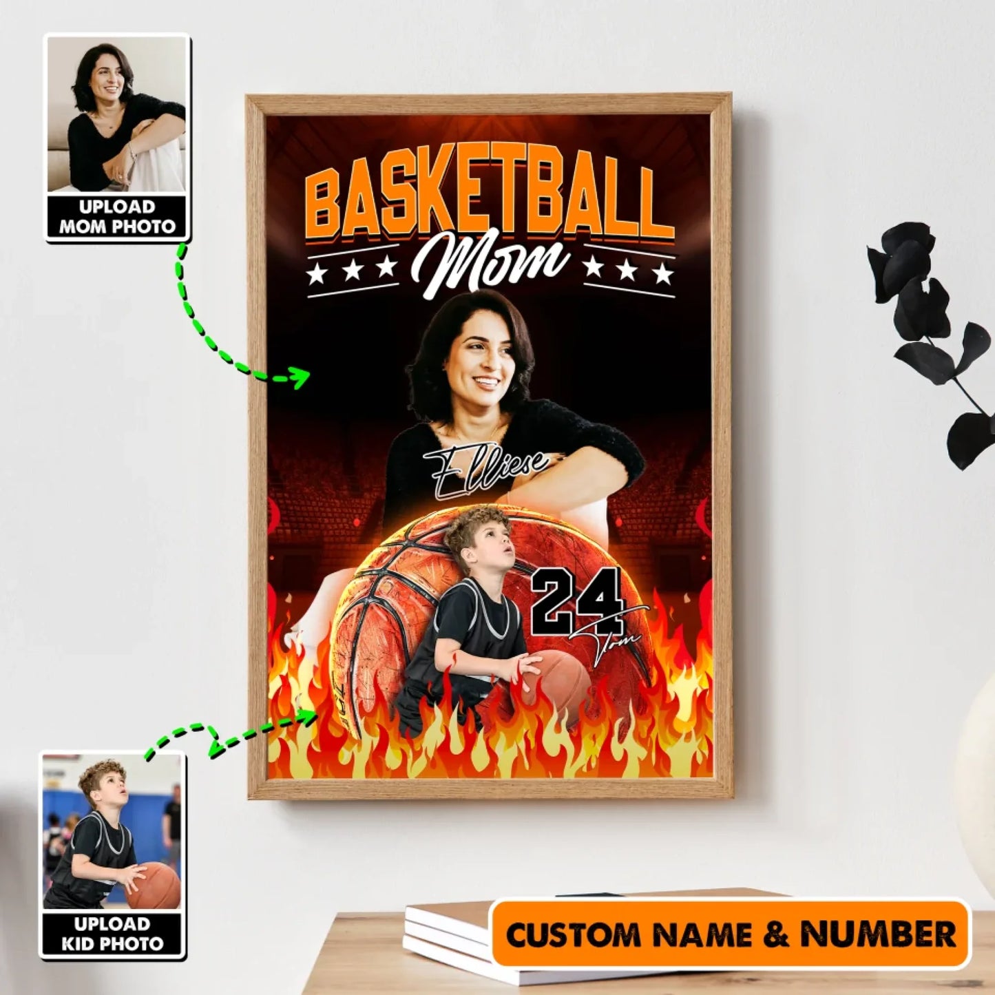 Mother's Day Gift For Basketball Mom - Custom Photo - Name & Jersey Number - Personalized Poster - Custom Choo