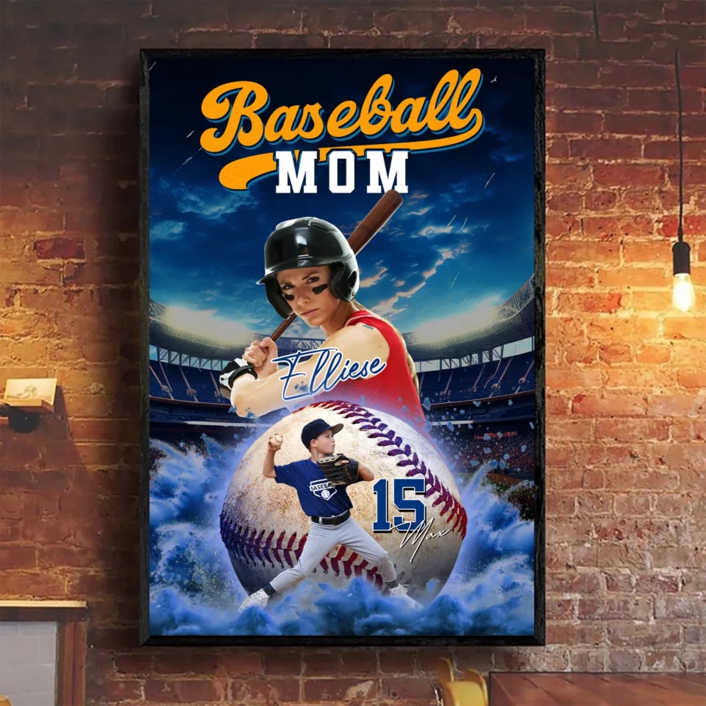 Mother's Day Gift For Baseball Mom - Custom Photo - Name & Jersey Number - Personalized Poster, Custom Choo