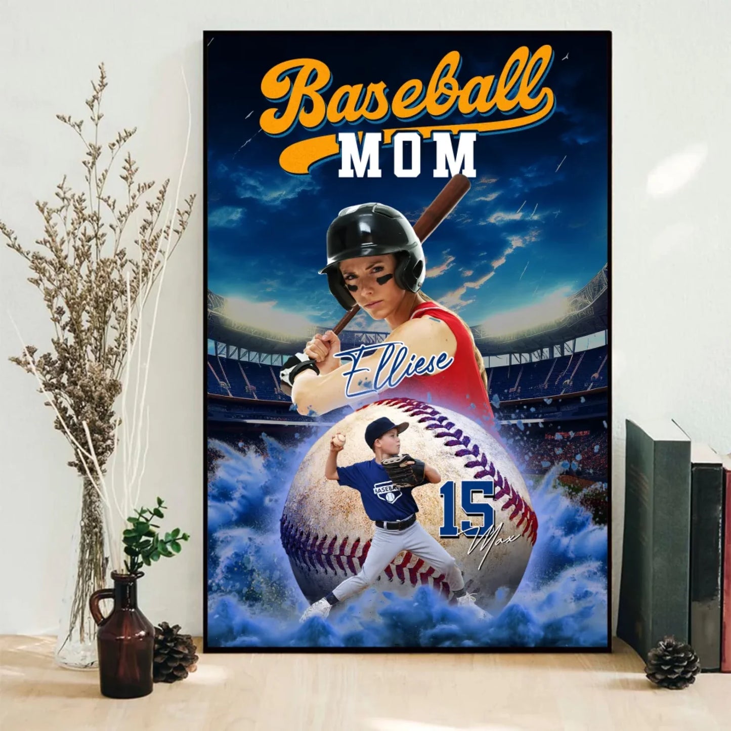 Mother's Day Gift For Baseball Mom - Custom Photo - Name & Jersey Number - Personalized Poster, Custom Choo